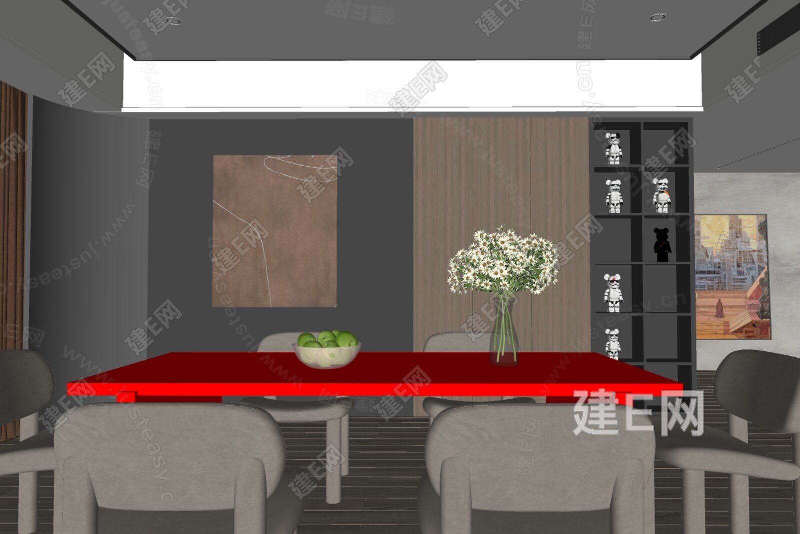 现代餐厅模型SU模型下载[ID:102319859]_建E室内设计网