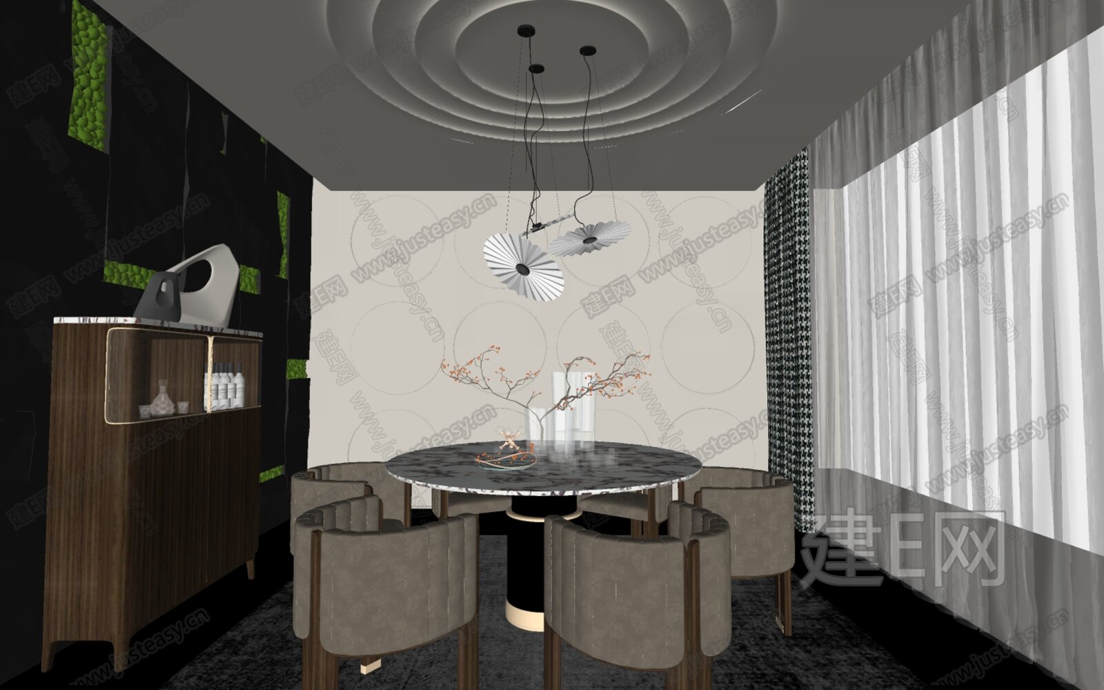 现代餐厅模型SU模型下载[ID:103237250]_建e网su模型