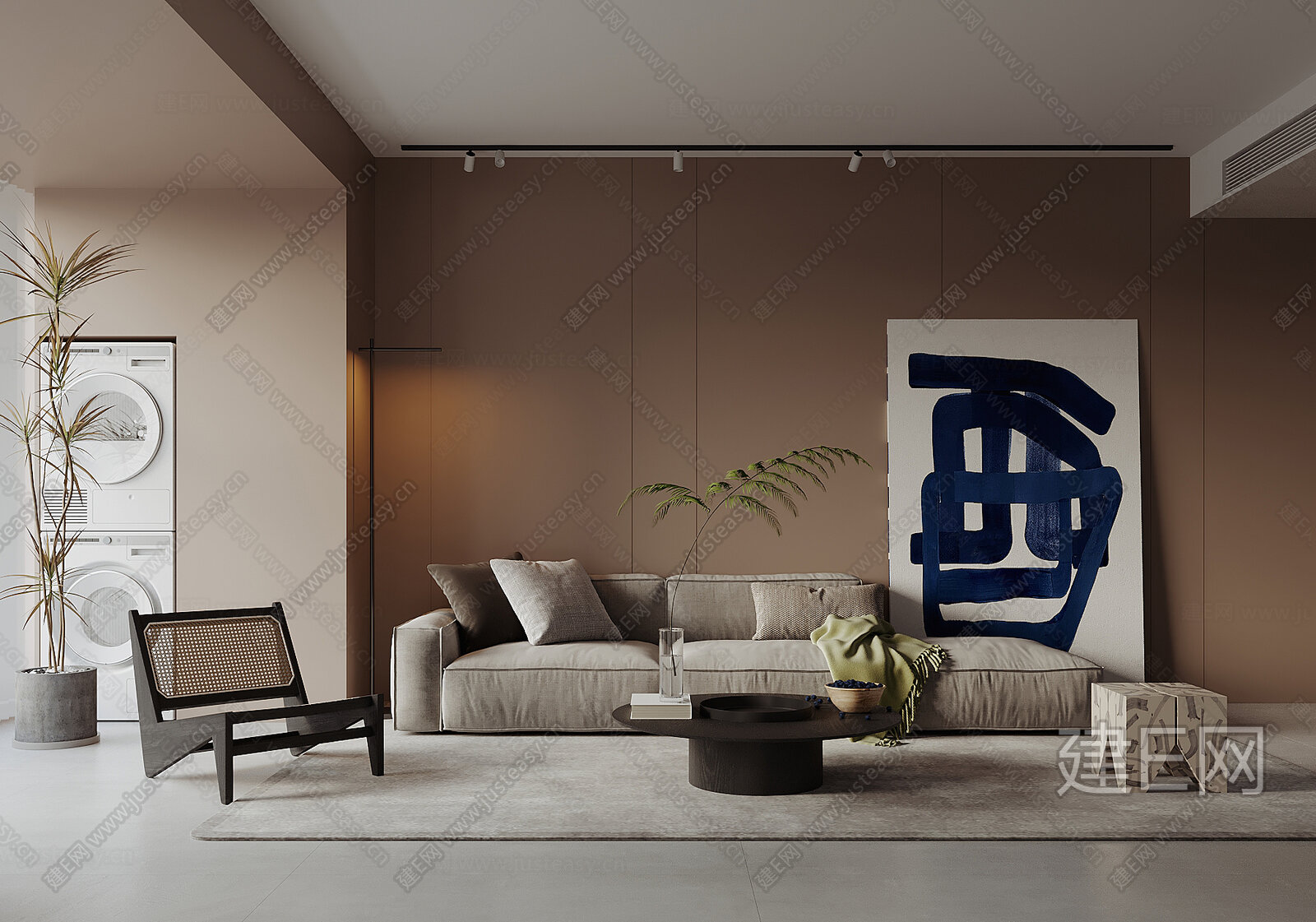 现代客厅3d模型下载[ID:105074795]_建e网3d模型