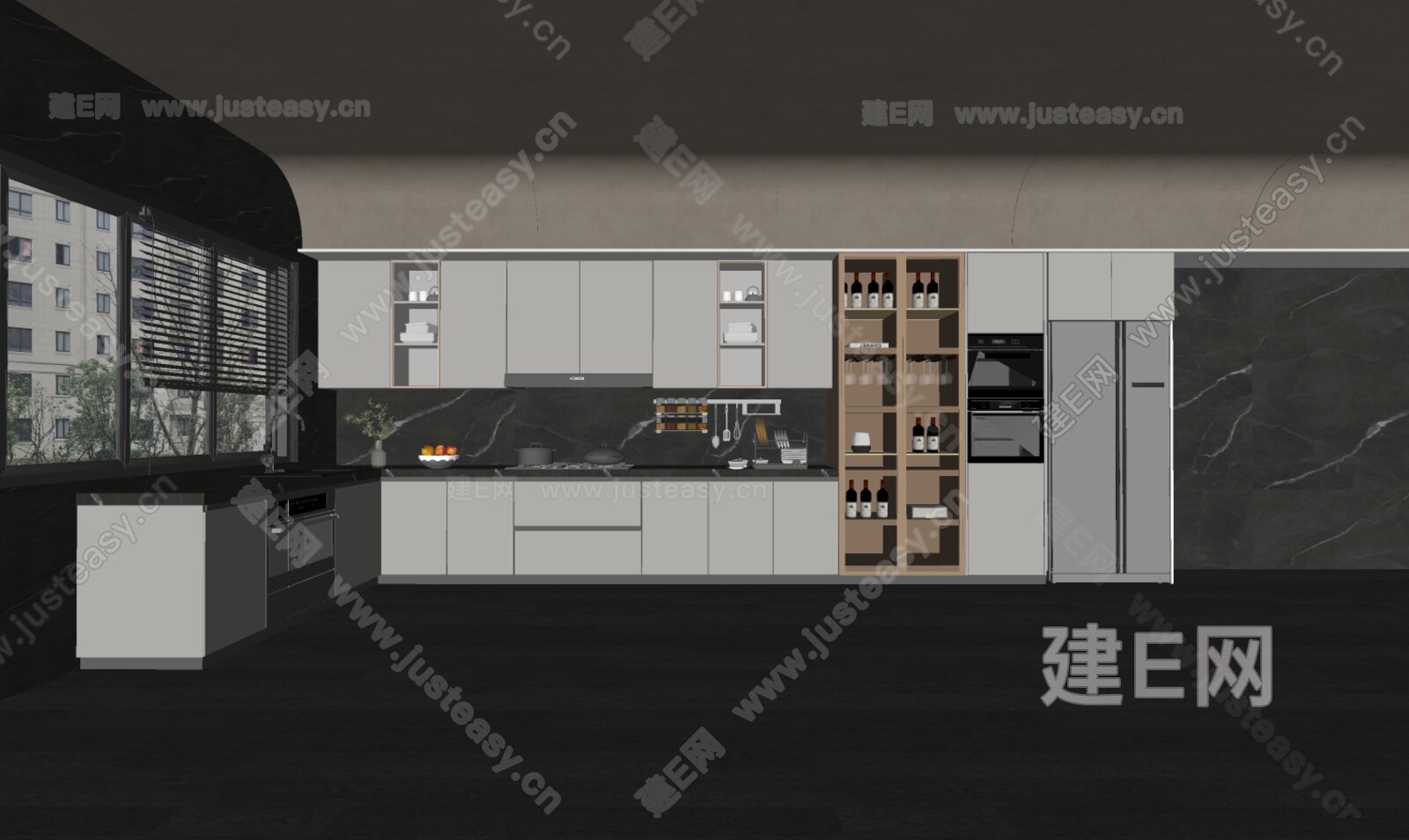 现代厨房 模型SU模型下载[ID:103499371]_建E室内设计网