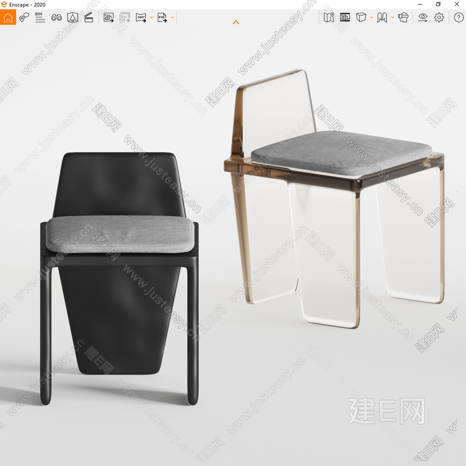 特洛伊 现代休闲椅模型SU模型下载[ID:104089202]_建E室内设计网