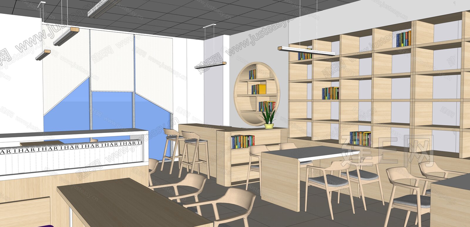 现代图书馆模型SU模型下载[ID:104613593]_建e网su模型