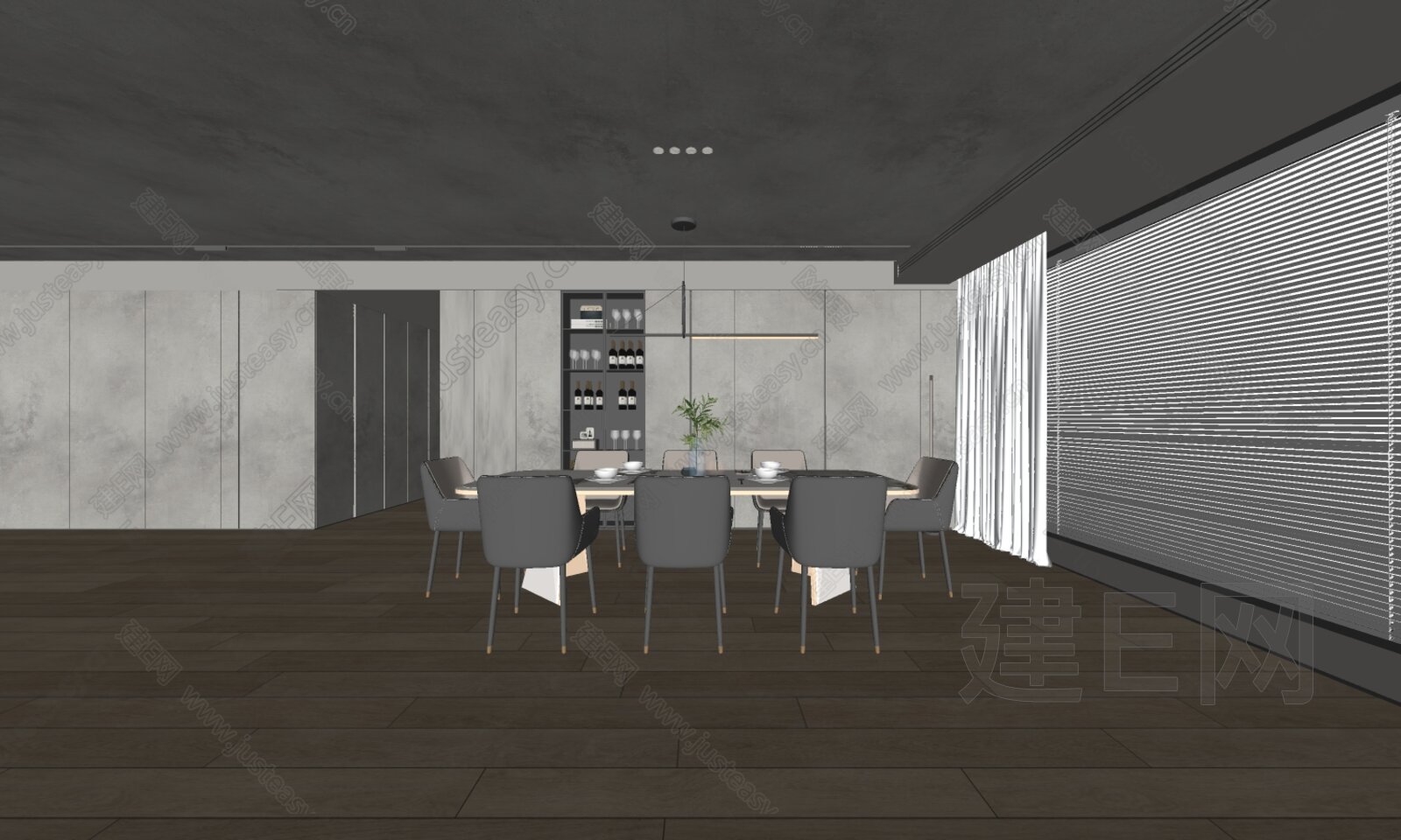 现代餐厅模型SU模型下载[ID:114247264]_建e网su模型