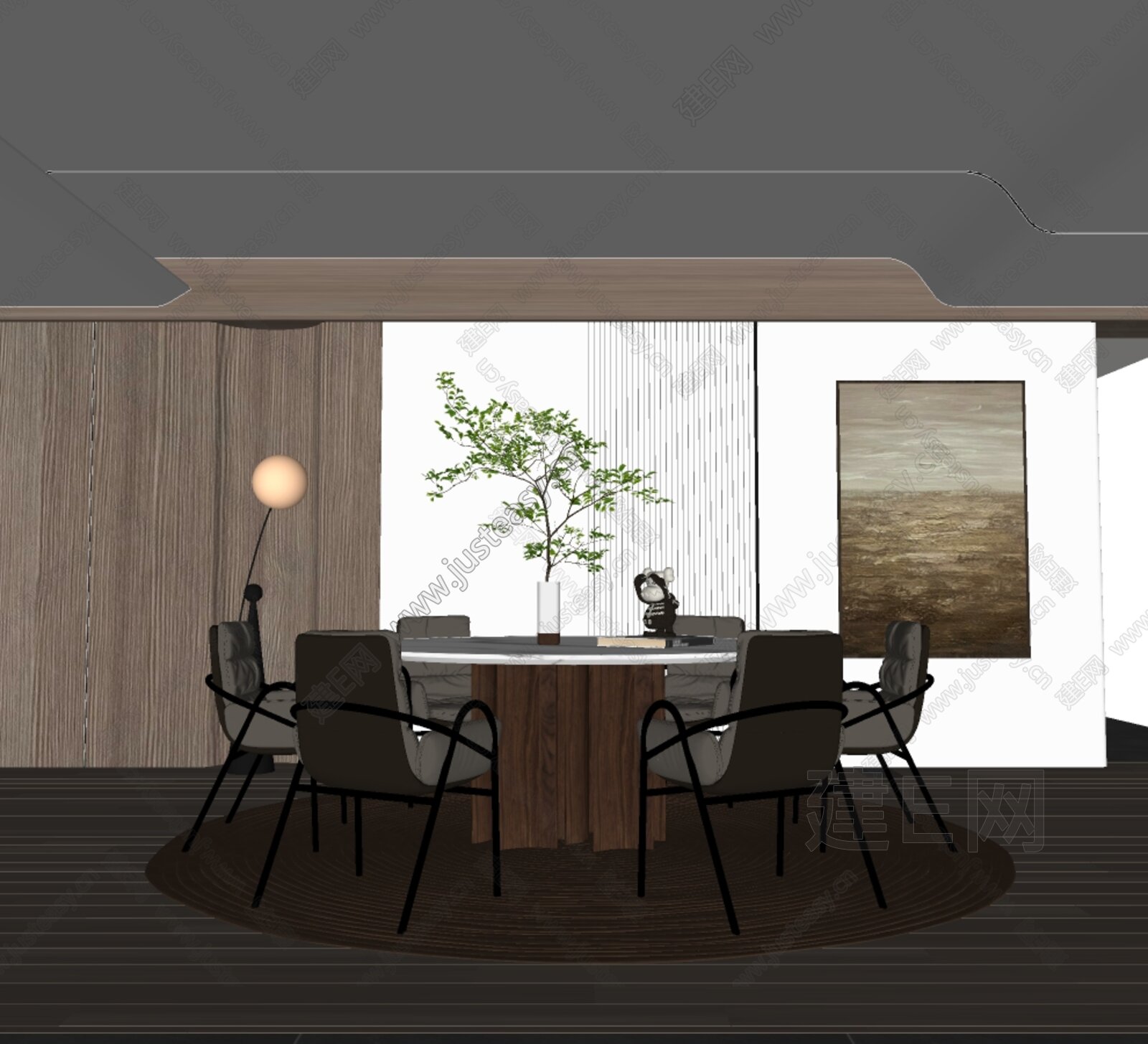 现代餐厅模型SU模型下载[ID:114181639]_建e网su模型