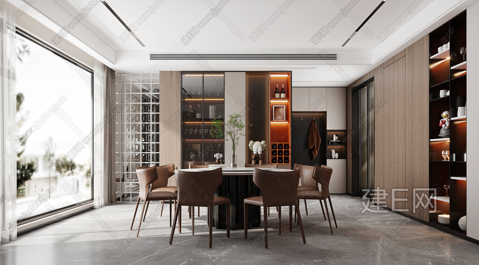 【现代轻奢餐厅3d模型】建E网_现代轻奢餐厅3d模型下载[ID:105926742]_打造3d现代轻奢餐厅模型免费下载平台