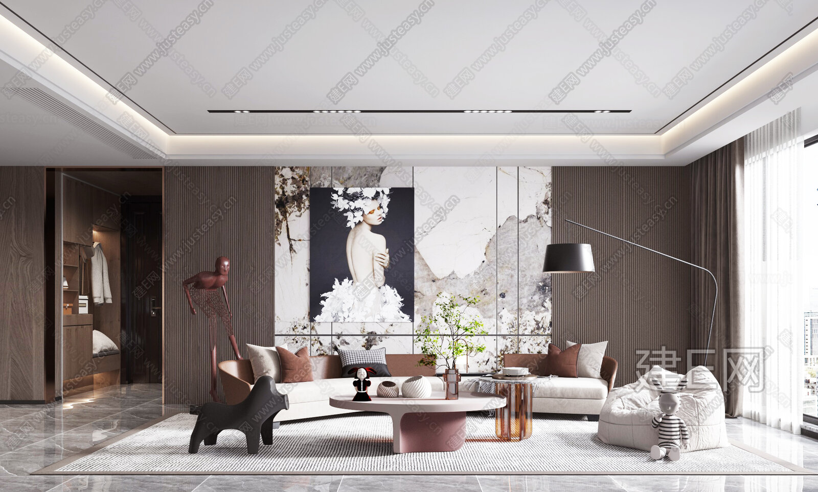 【现代客厅3d模型】建E网_现代客厅3d模型下载[ID:106778879]_打造3d现代客厅模型免费下载平台
