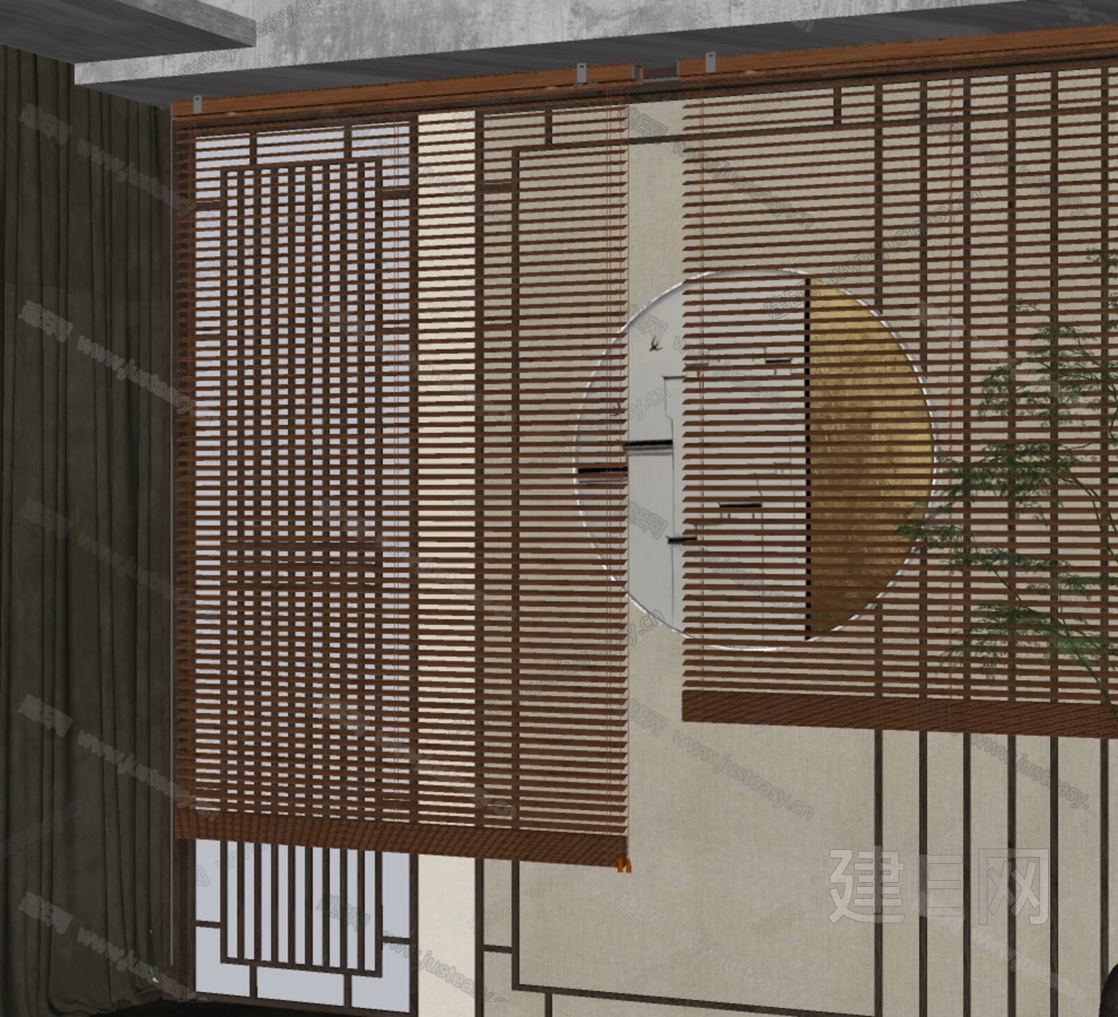 新中式百叶帘模型SU模型下载[ID:115164696]_建e网su模型