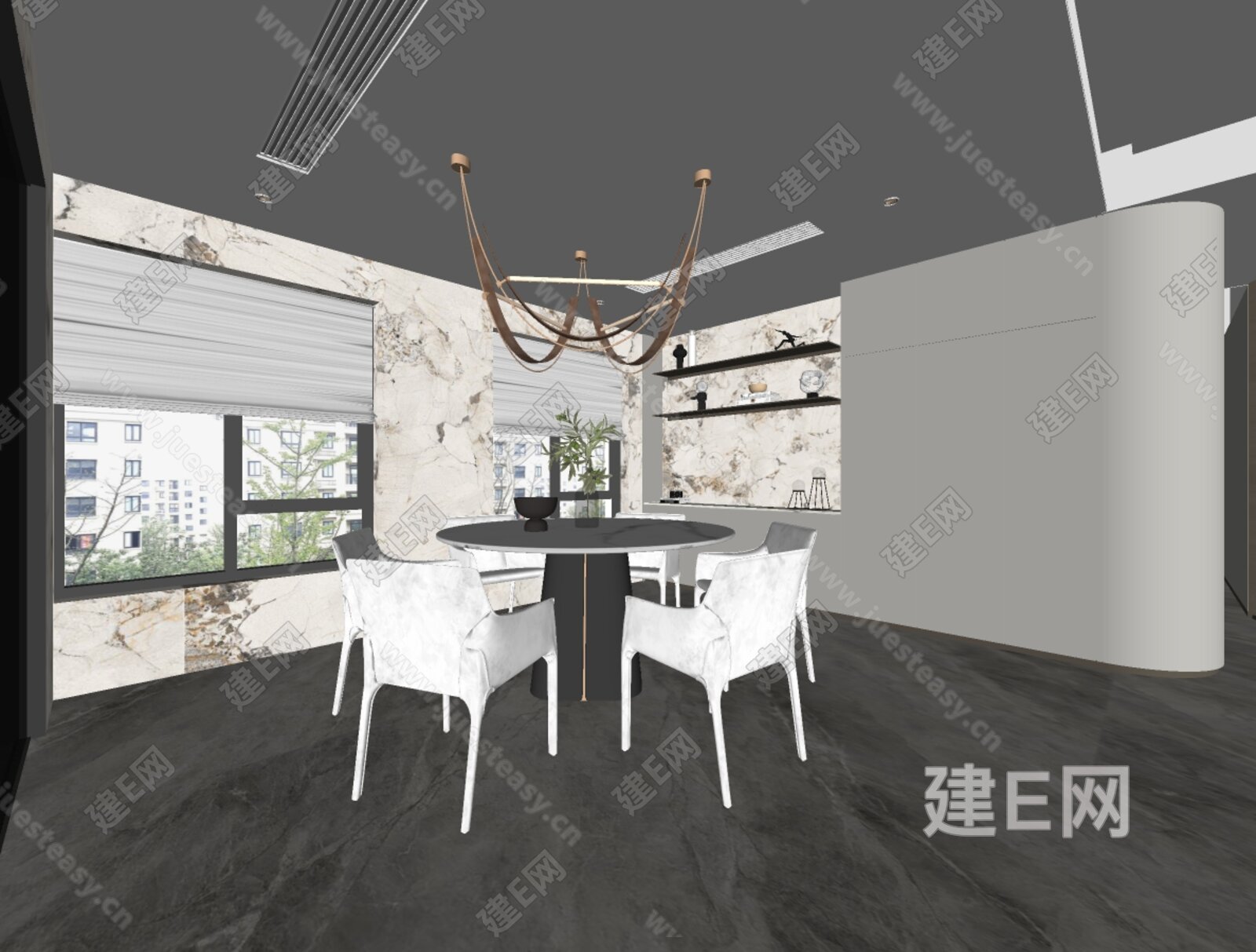 现代餐厅模型SU模型下载[ID:115230360]_建e网su模型