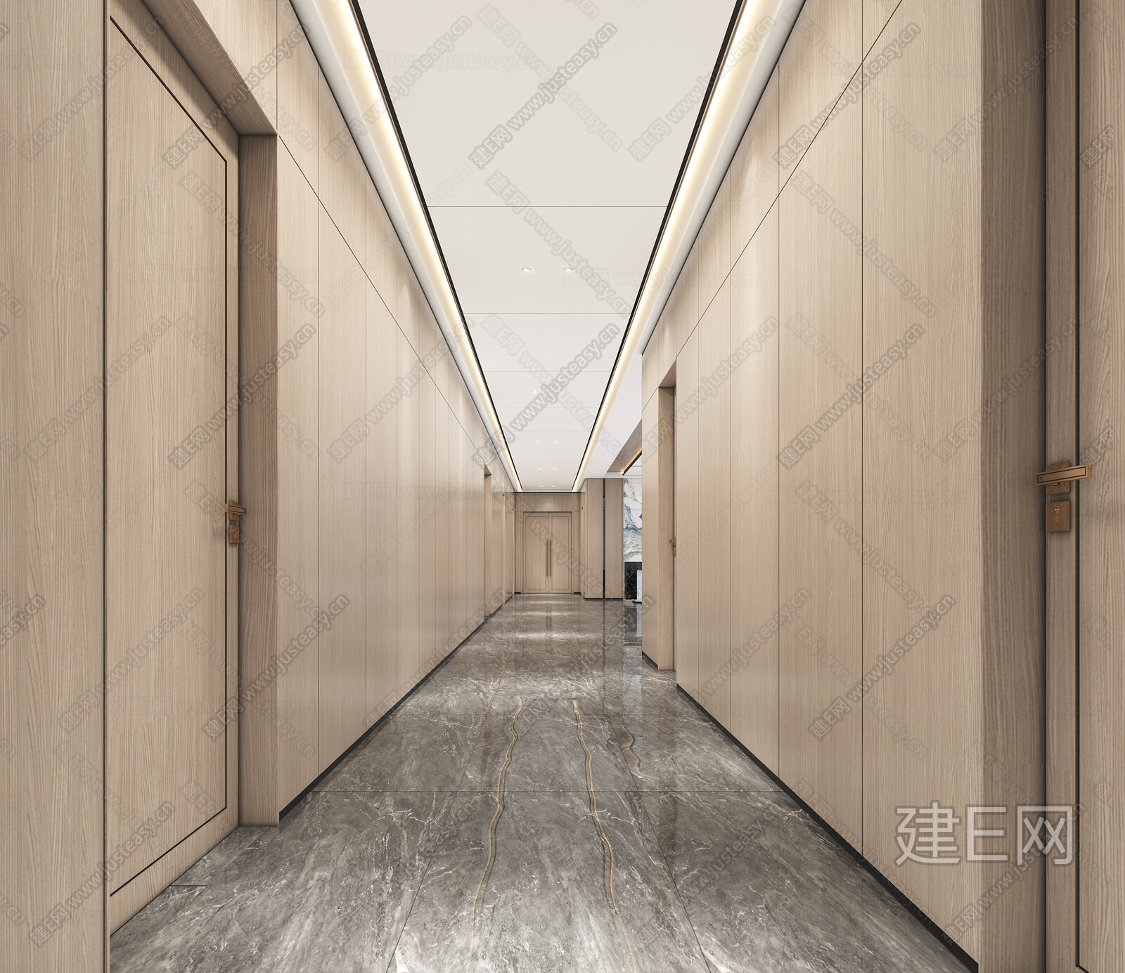 现代办公室过道3d模型下载[ID:106516621]_建e网3d模型