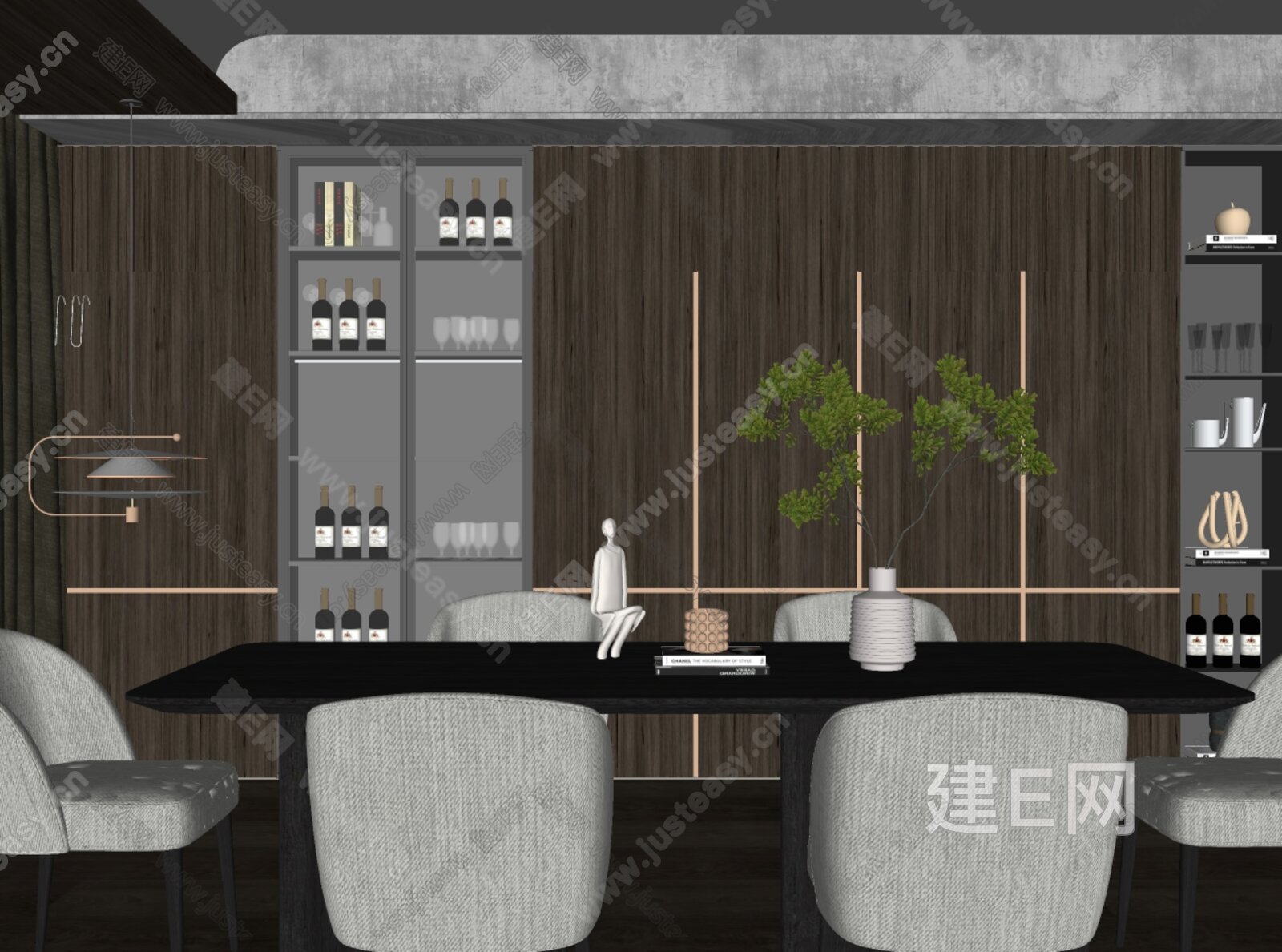 现代餐厅模型SU模型下载[ID:115558075]_建e网su模型