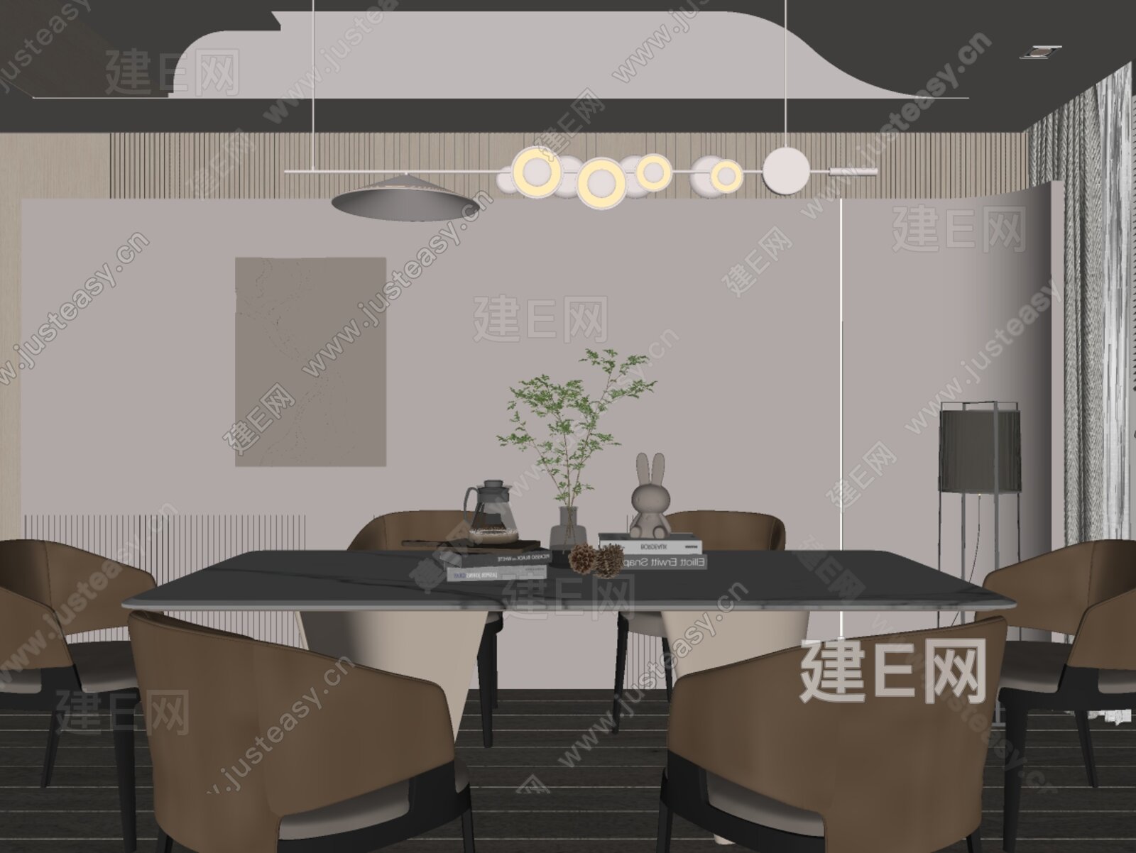 现代餐厅模型SU模型下载[ID:116147744]_建E室内设计网