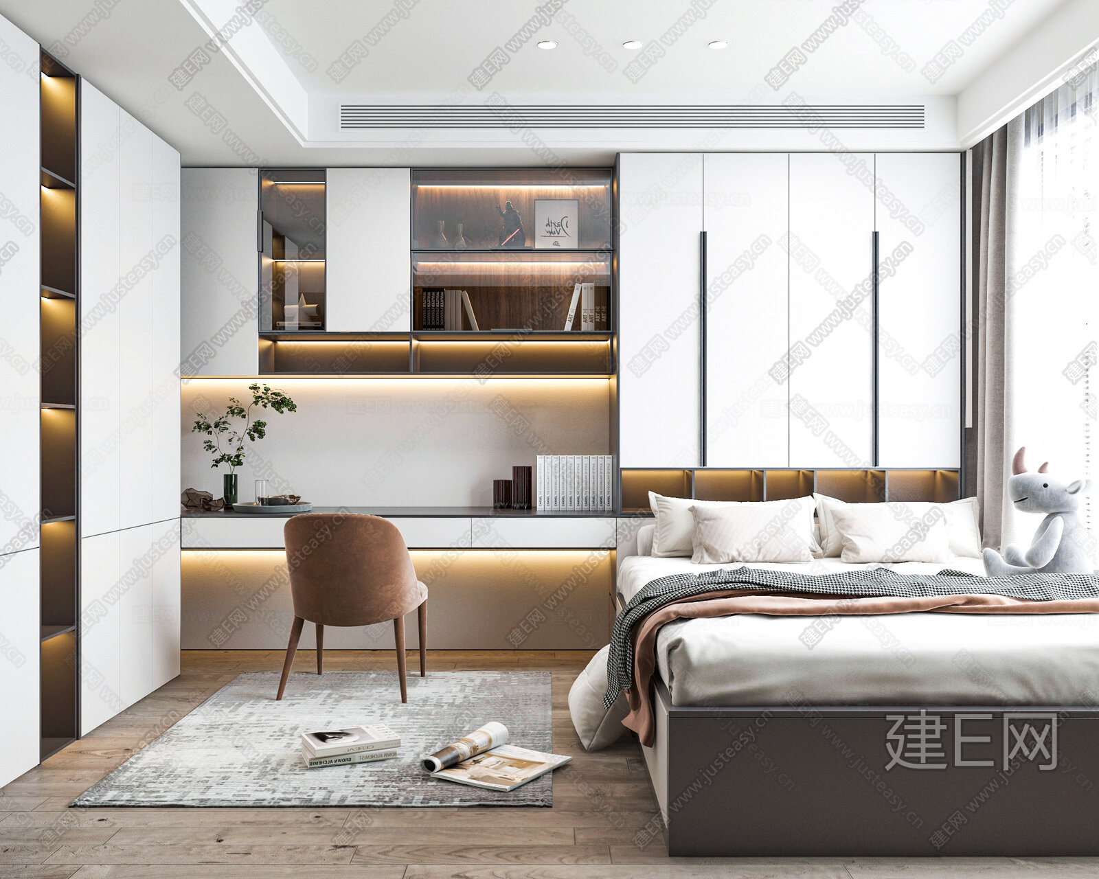 现代榻榻米卧室模型SU模型下载[ID:110446120]_建E室内设计网