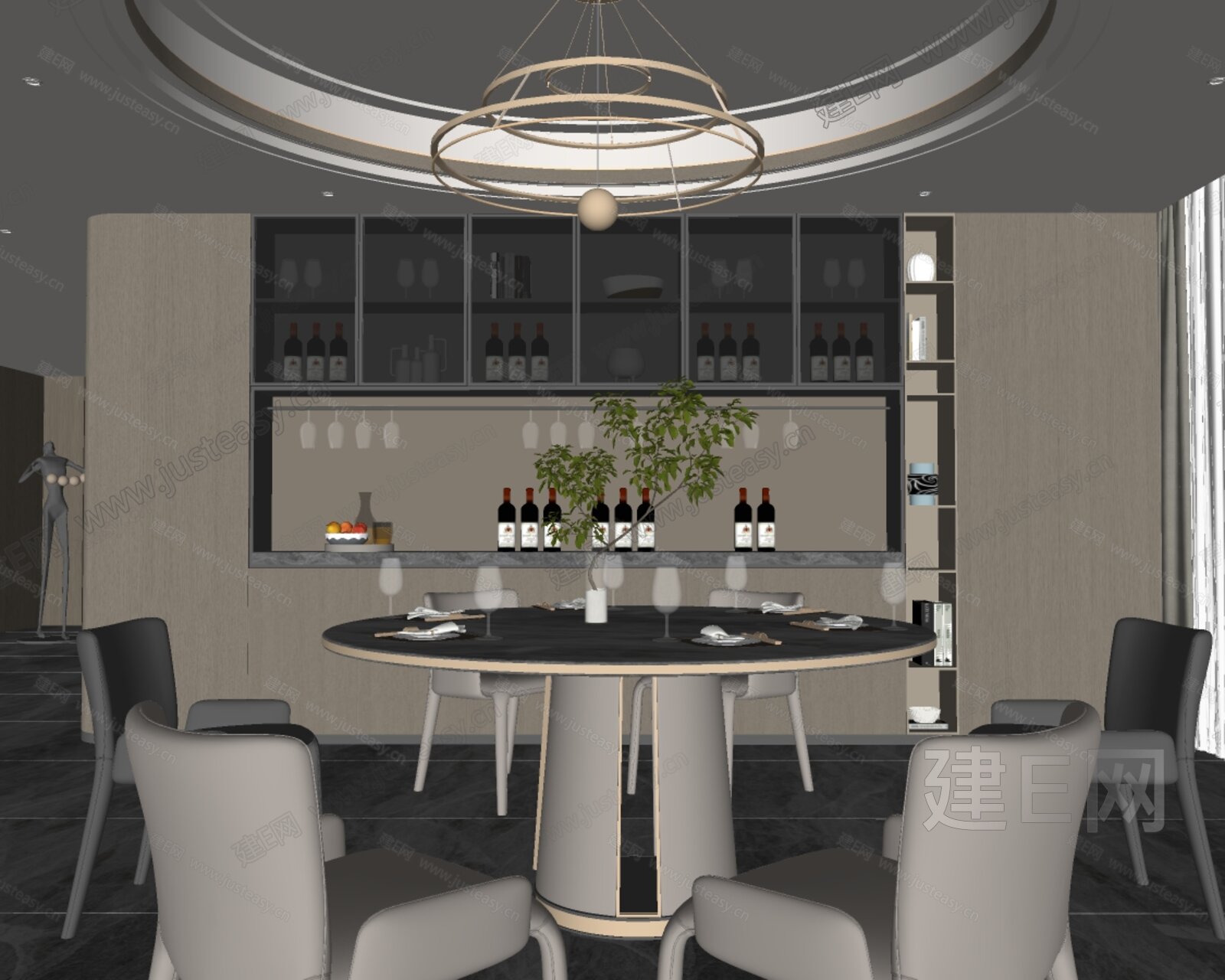 现代餐厅模型SU模型下载[ID:116082272]_建e网su模型