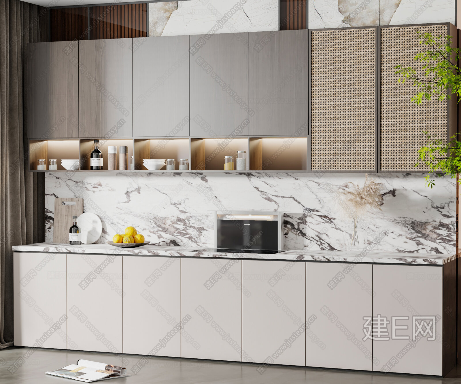 现代橱柜模型SU模型下载[ID:101140839]_建E室内设计网