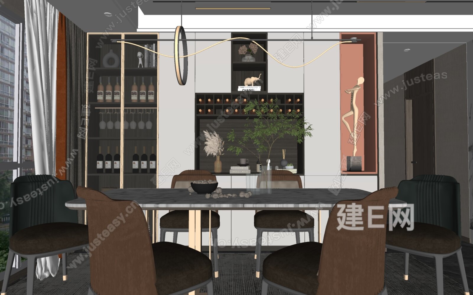 现代餐厅模型SU模型下载[ID:116868718]_建e网su模型