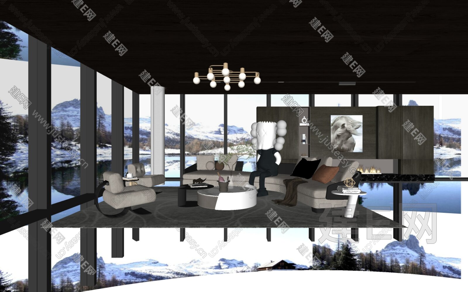 意大利 米诺提 minotti 现代客厅模型SU模型下载[ID:116409925]_建E室内设计网
