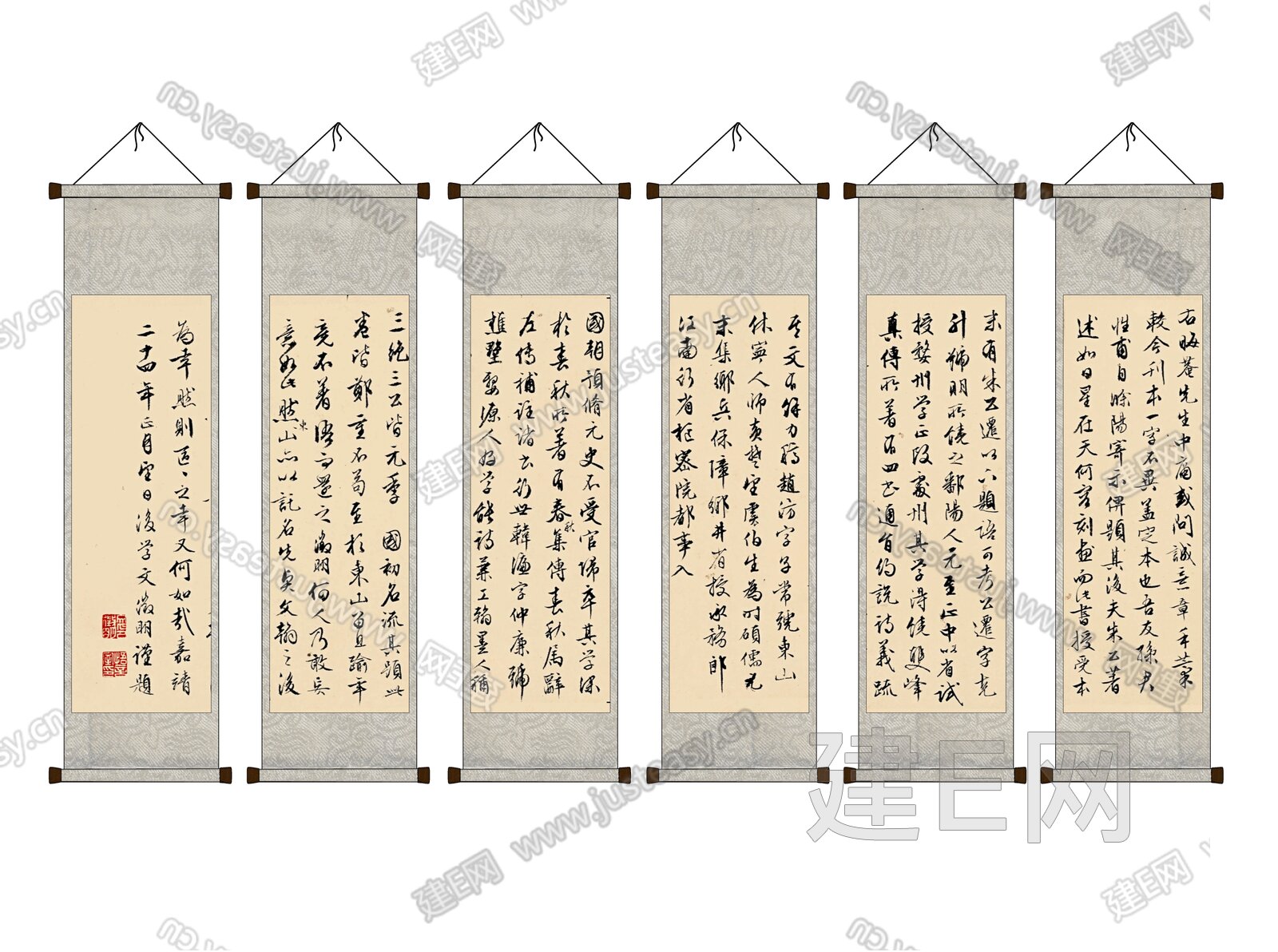 新中式典雅书法毛笔字装饰画 字画模型SU模型下载[ID:116934388]_建e网su模型