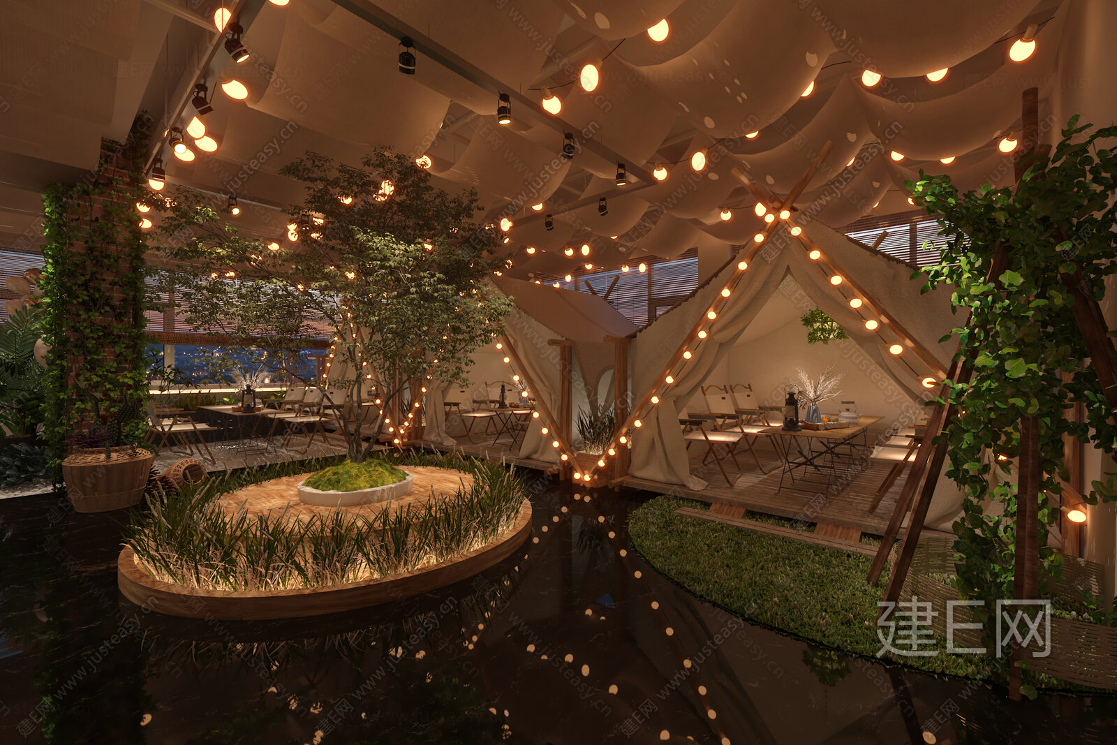 【现代露营餐厅3d模型】建E网_现代露营餐厅3d模型下载[ID:107630780]_打造3d现代露营餐厅模型免费下载平台