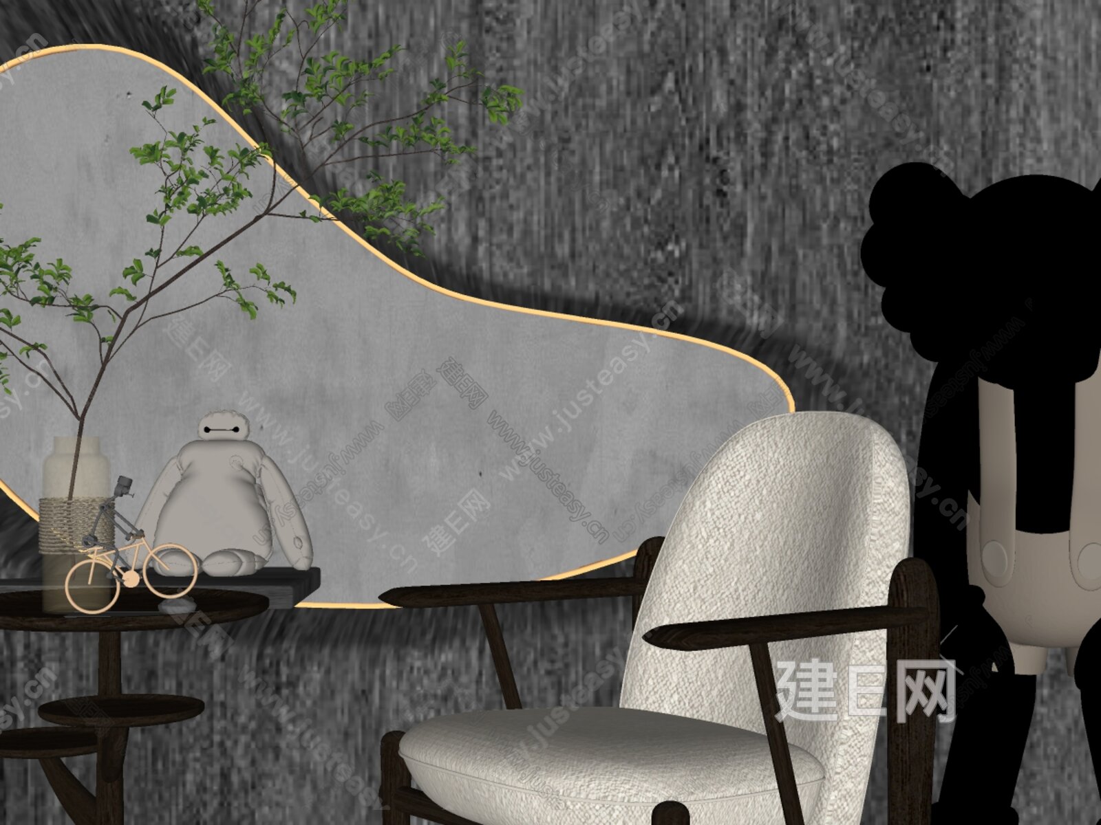Ceccotti Collezioni 侘寂风休闲椅 布艺模型SU模型下载[ID:109659692]_建e网su模型