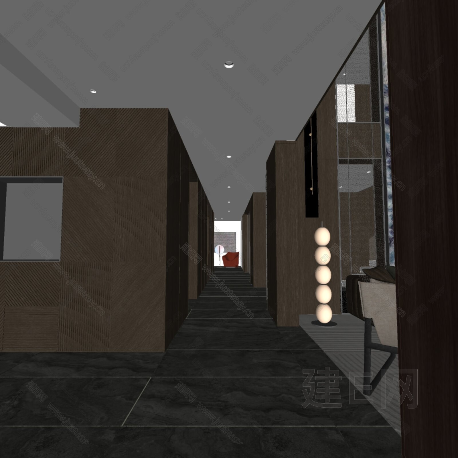 现代过道SU模型下载[ID:109594186]_建E网SU模型库