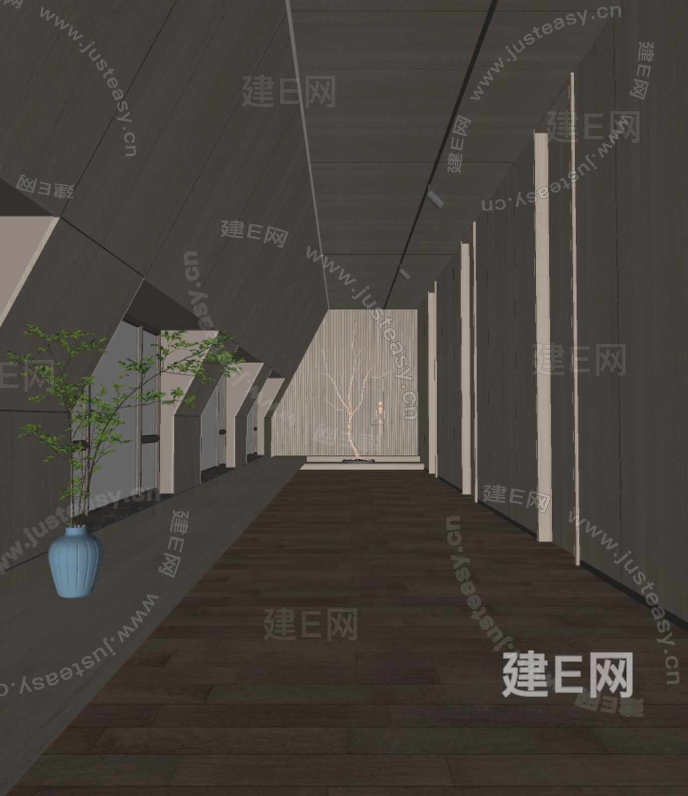 现代过道模型SU模型下载[ID:109790899]_建e网su模型