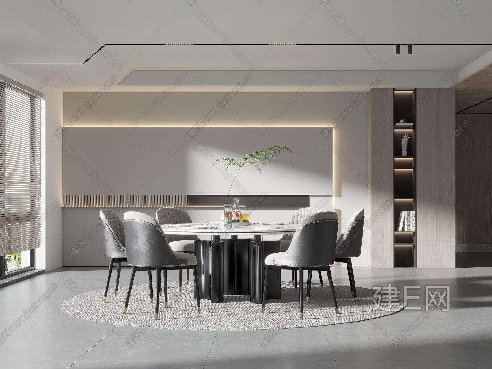 现代餐厅模型SU模型下载[ID:110773890]_建E室内设计网