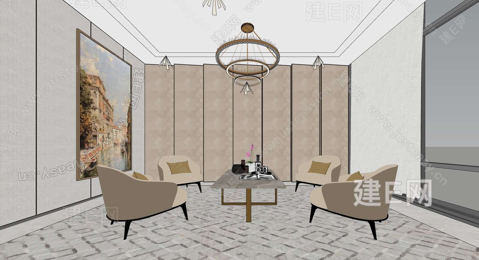 现代接待室模型SU模型下载[ID:110708426]_建e网su模型