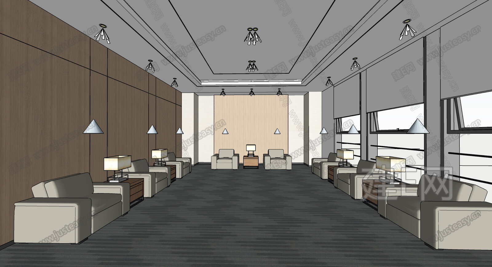 现代接待室模型SU模型下载[ID:110708351]_建E室内设计网
