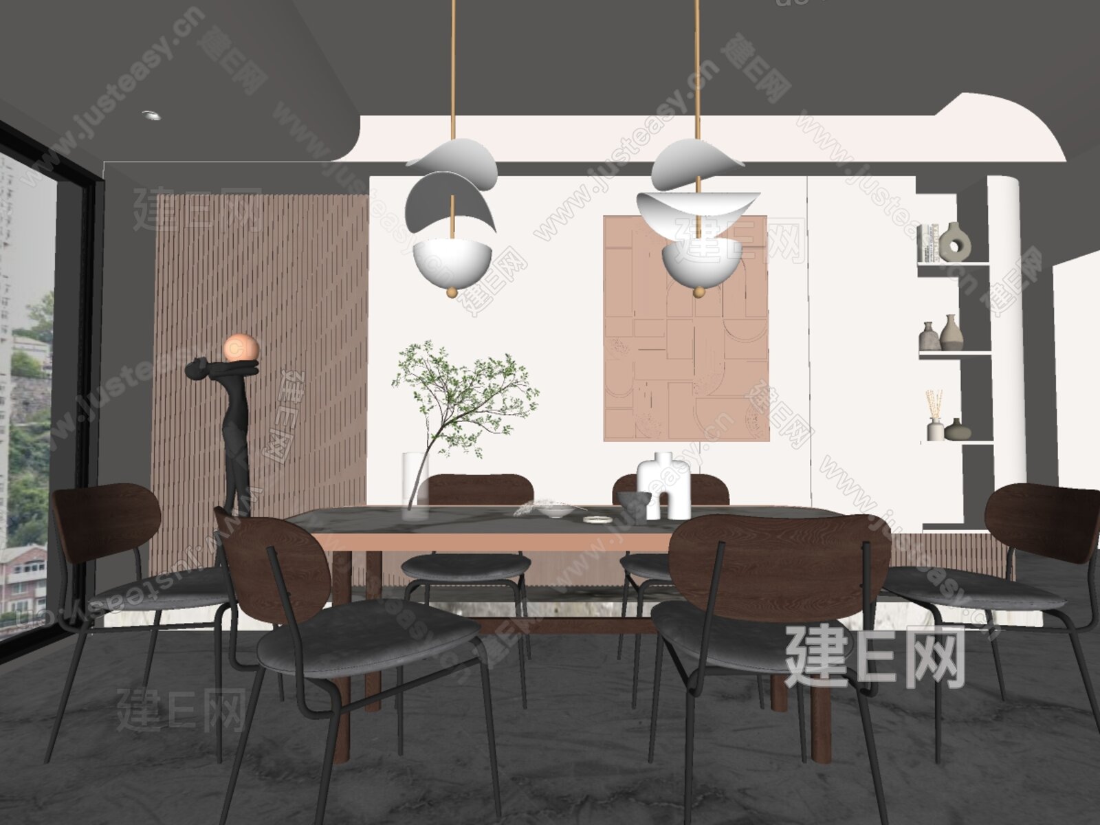 现代餐厅模型SU模型下载[ID:110642927]_建e网su模型