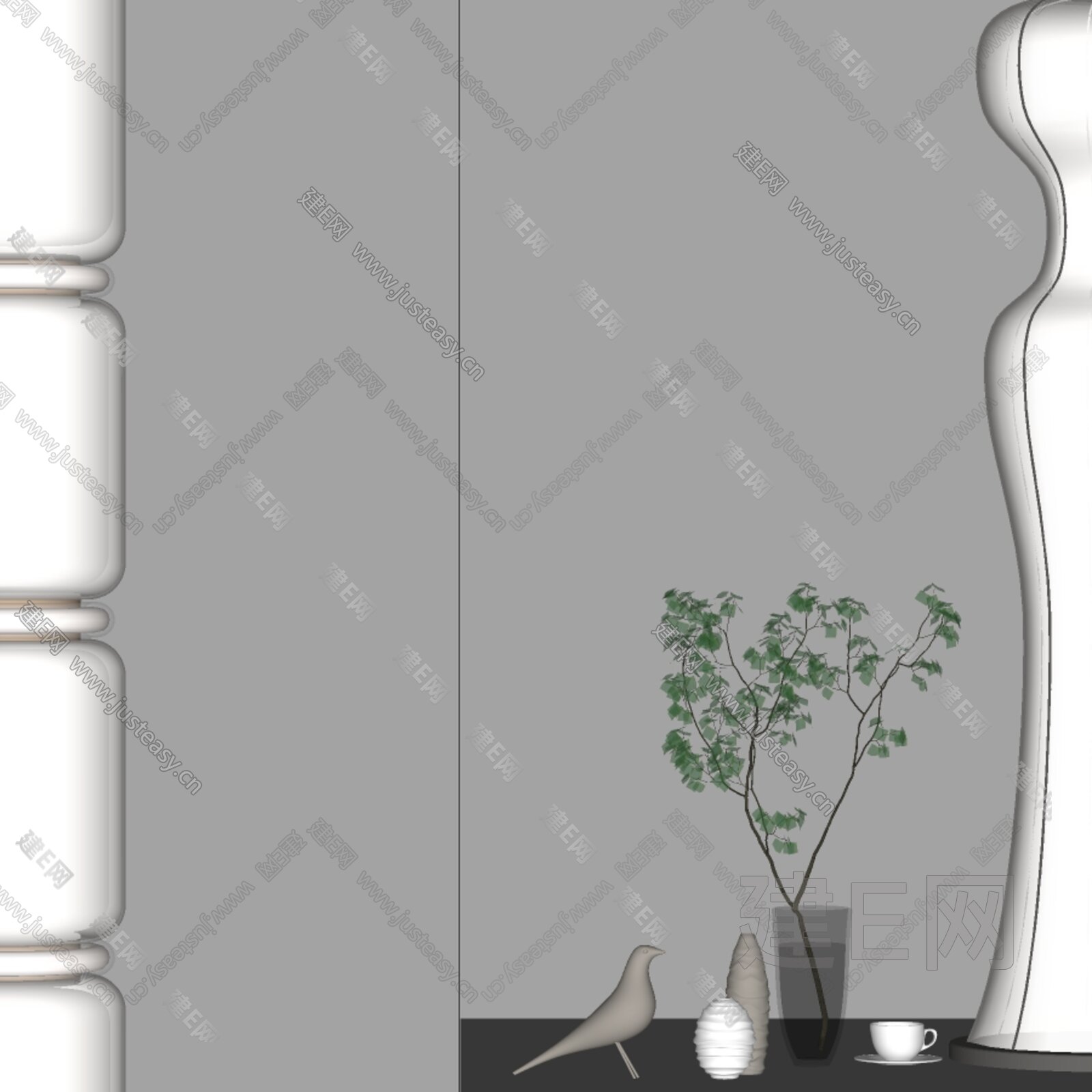 侘寂风落地灯模型SU模型下载[ID:111232641]_建e网su模型