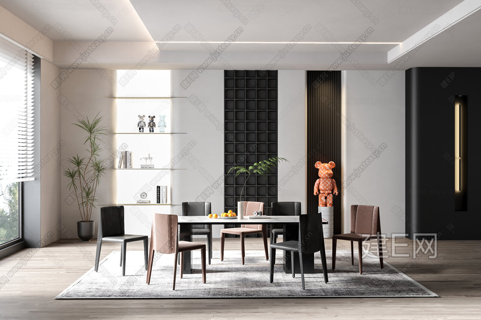 现代餐厅模型SU模型下载[ID:112346799]_建E室内设计网