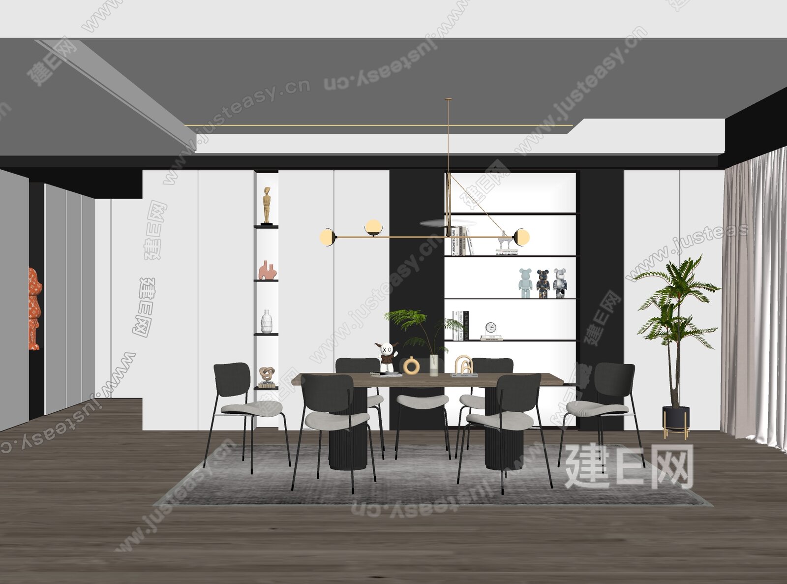 现代餐厅模型SU模型下载[ID:111756964]_建E室内设计网