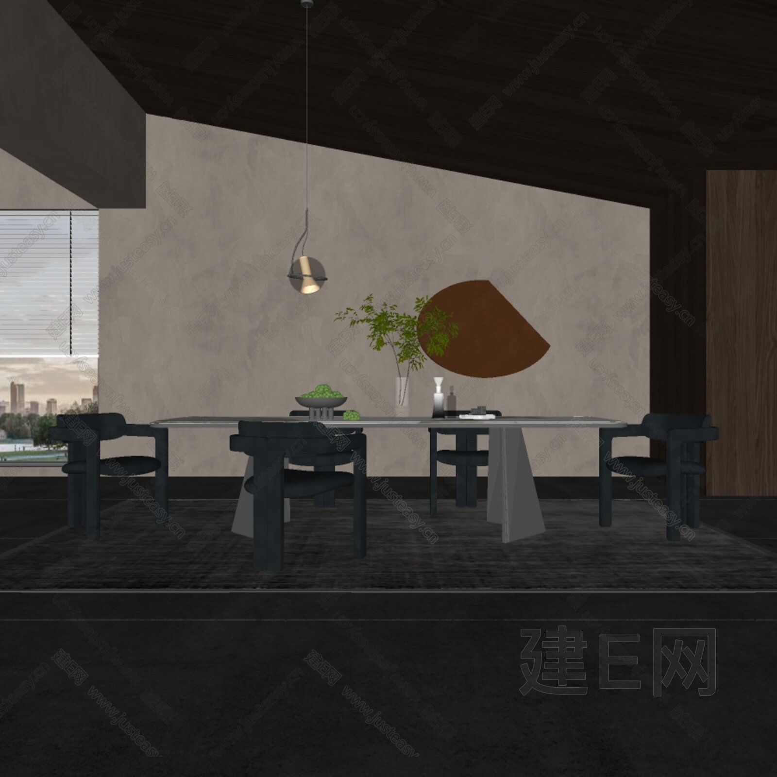 现代餐厅模型SU模型下载[ID:112477757]_建e网su模型