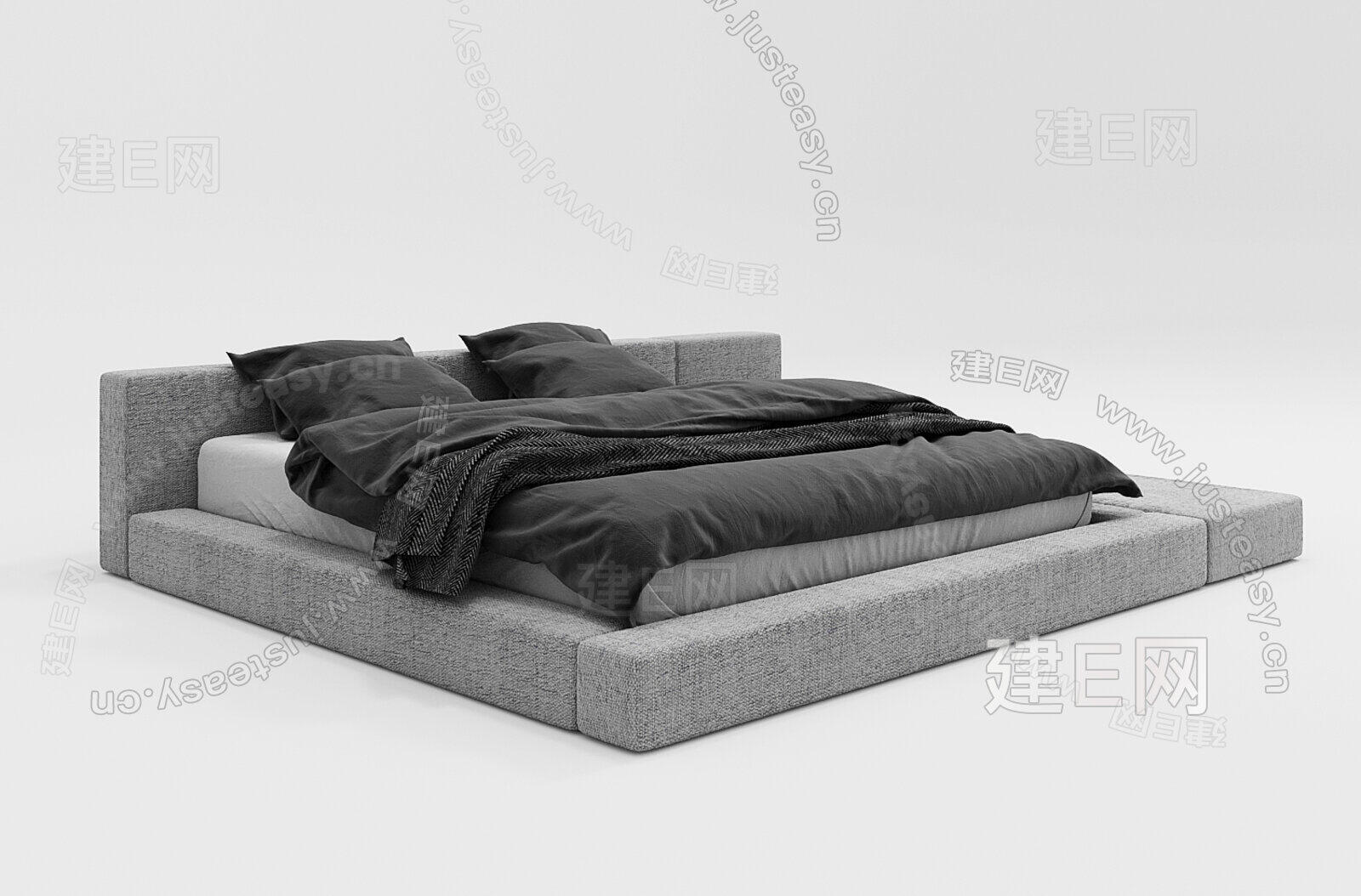 现代床品3d模型
