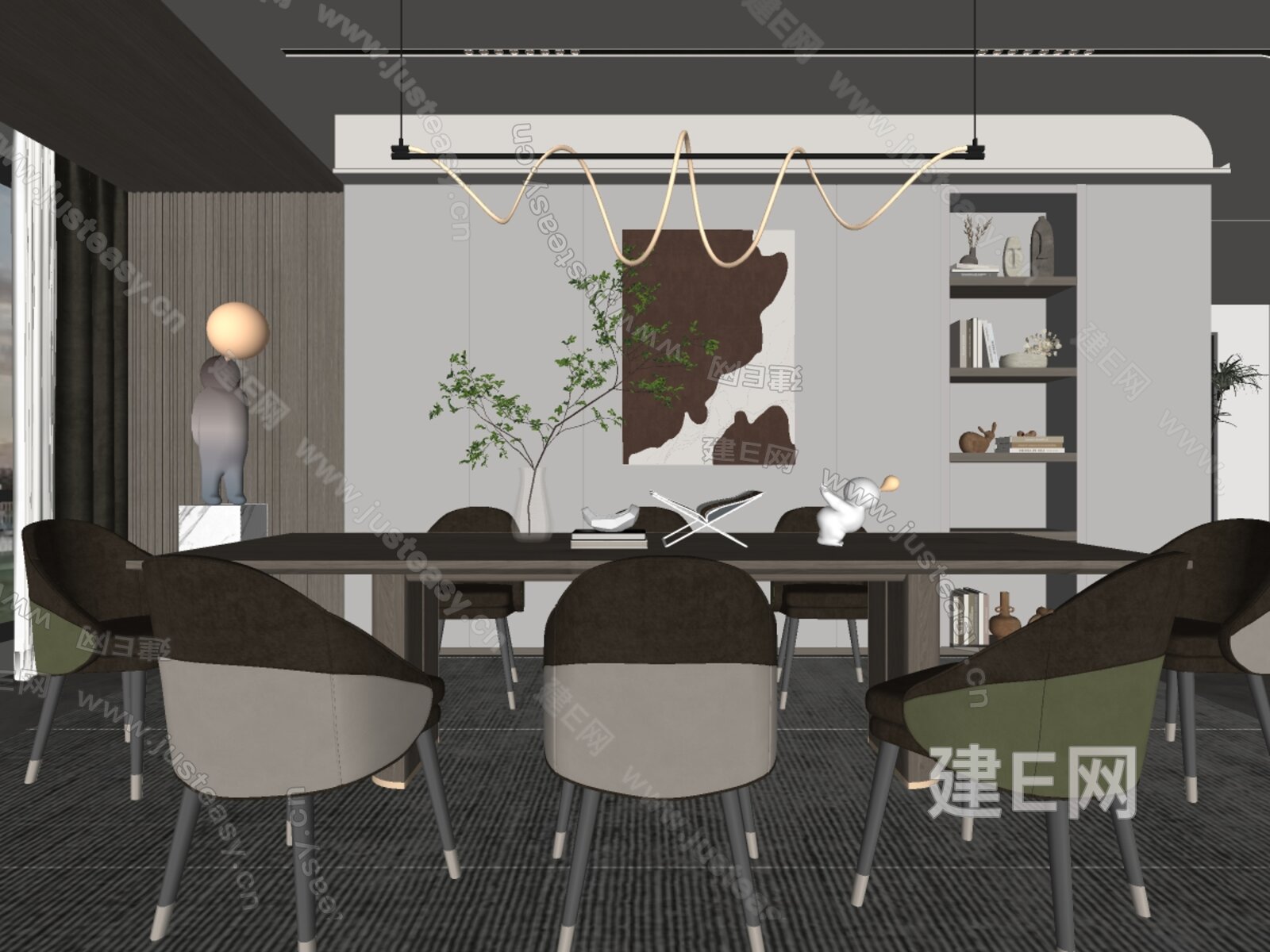现代餐厅模型SU模型下载[ID:112608957]_建e网su模型