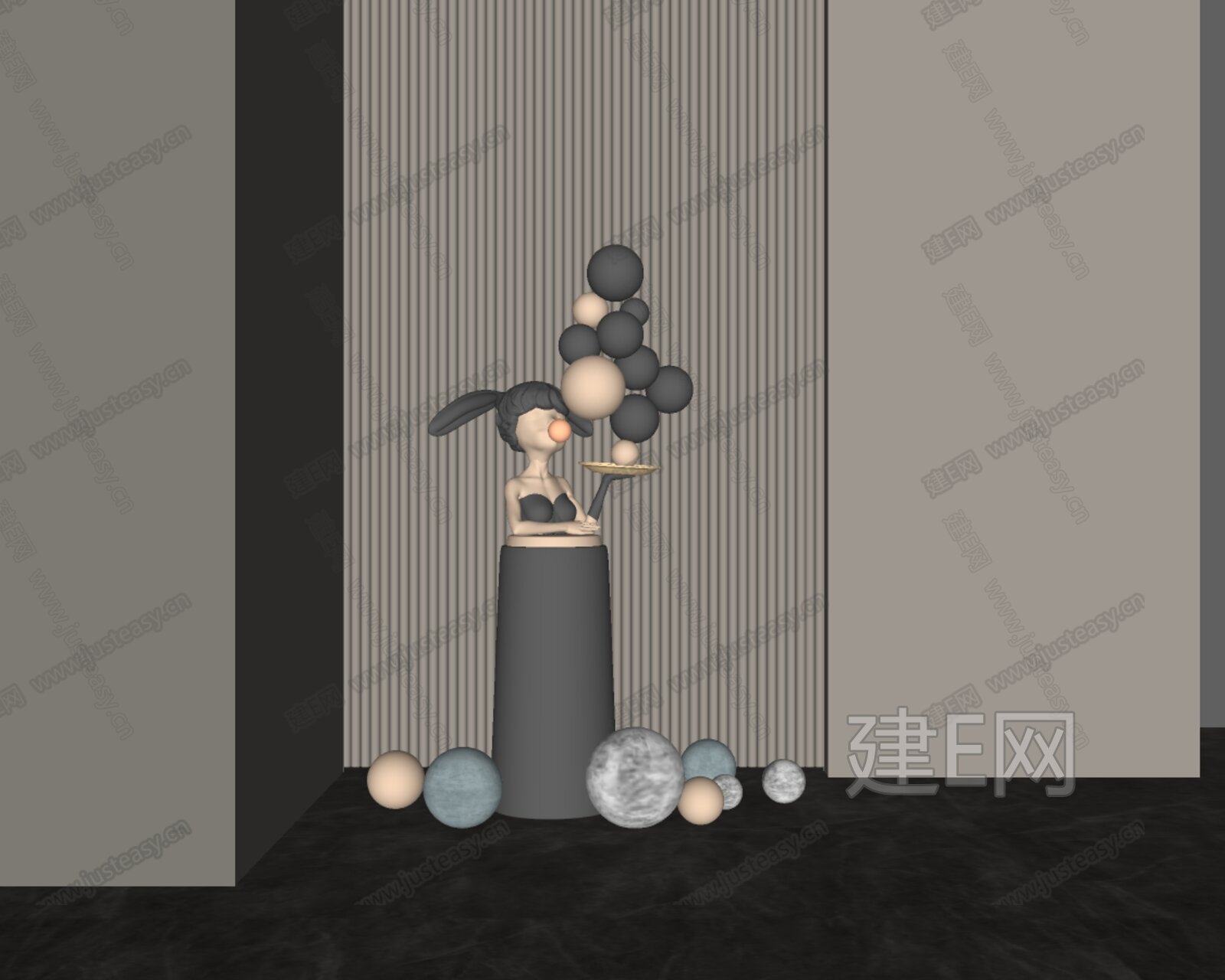 现代雕塑模型SU模型下载[ID:113067693]_建e网su模型