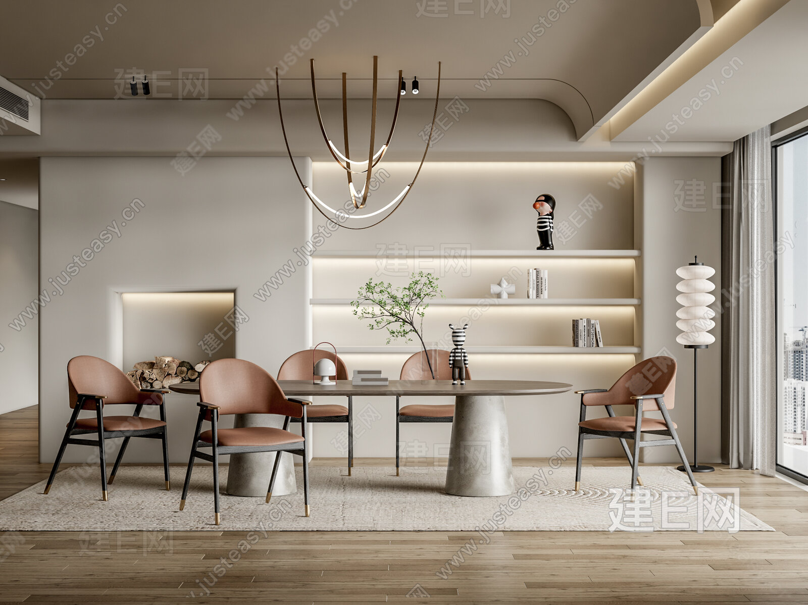 侘寂风餐厅模型SU模型下载[ID:105138648]_建e网su模型