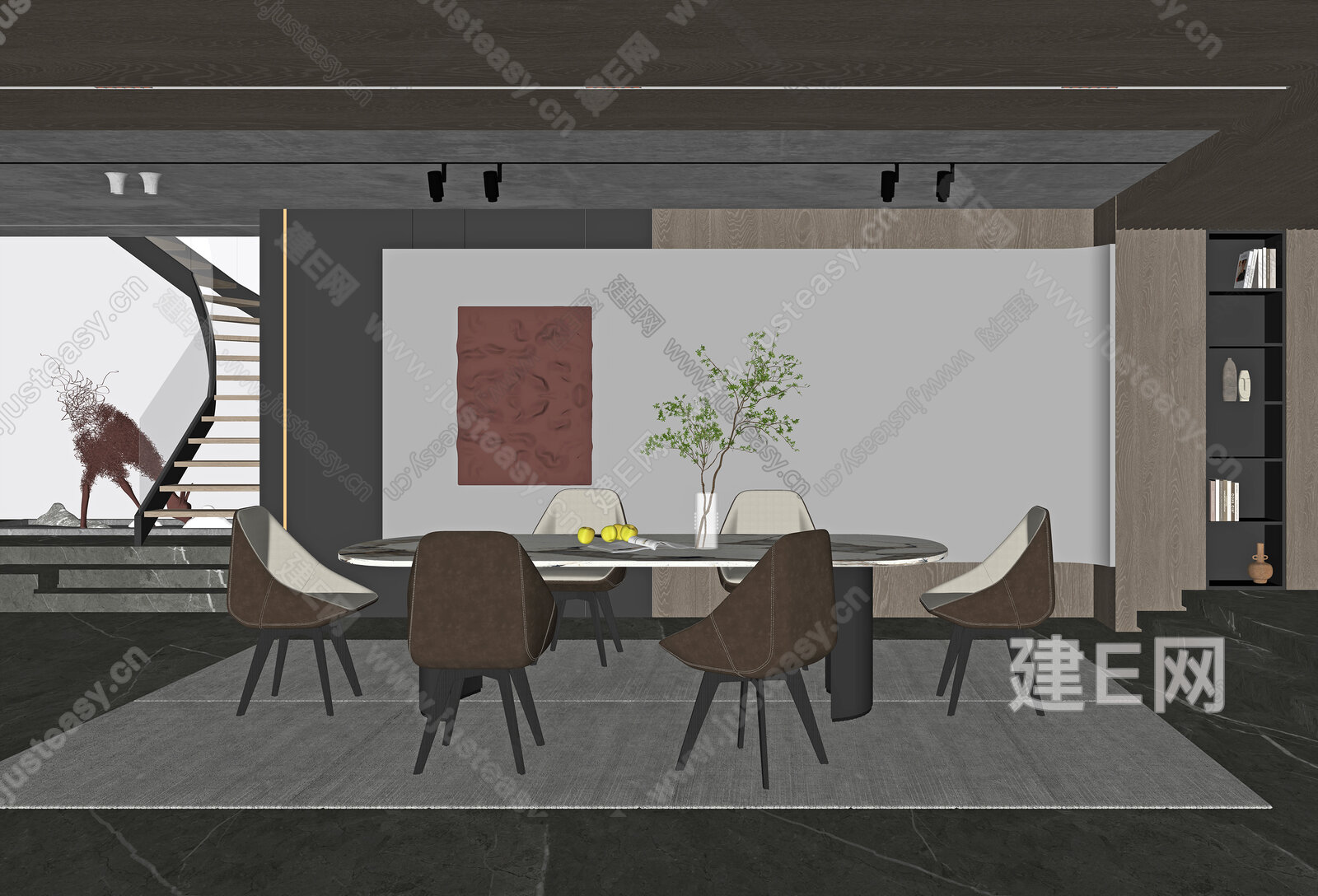 现代餐厅模型SU模型下载[ID:105335041]_建e网su模型