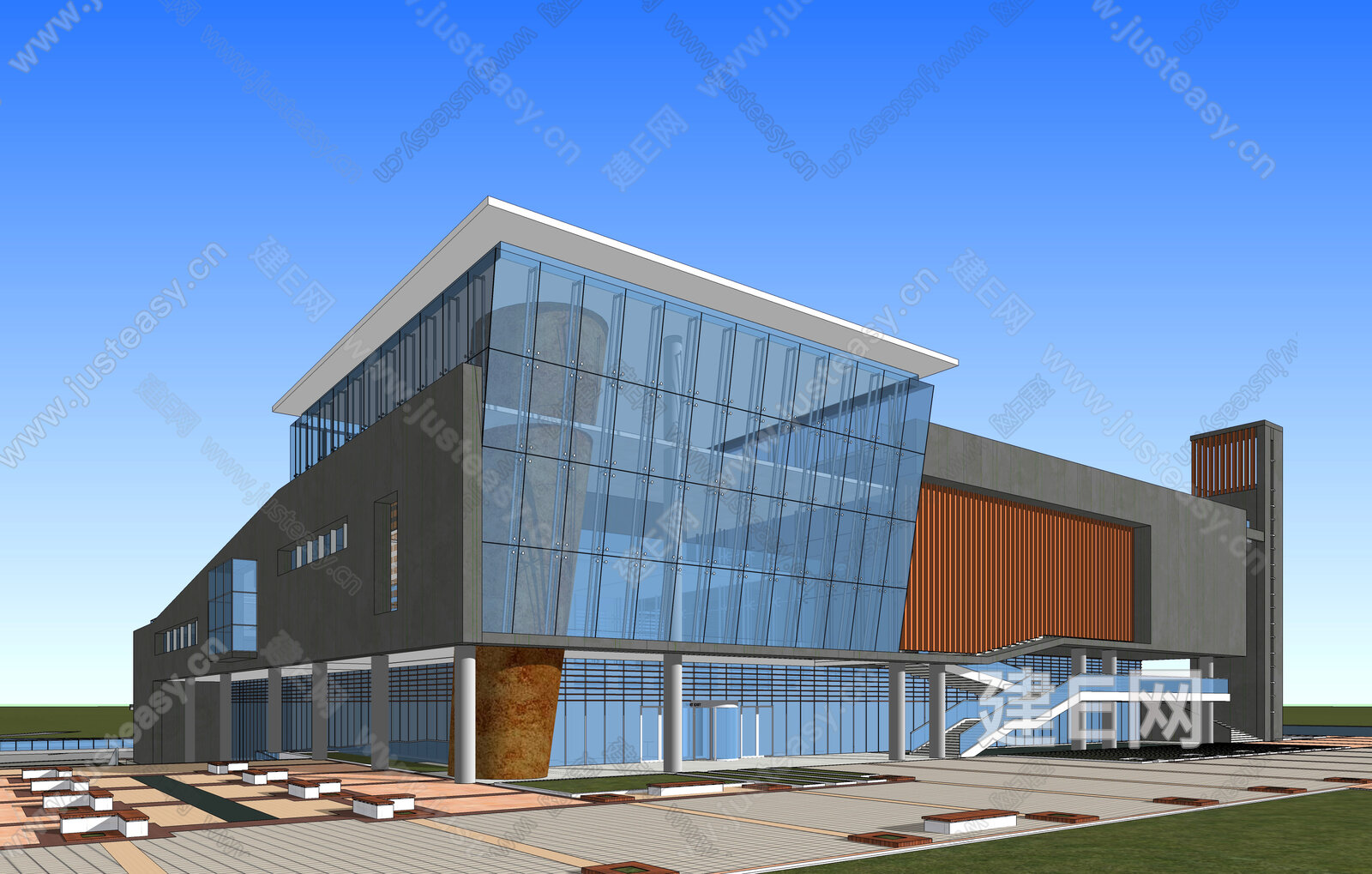 现代商业中心模型SU模型下载[ID:104942011]_建E室内设计网