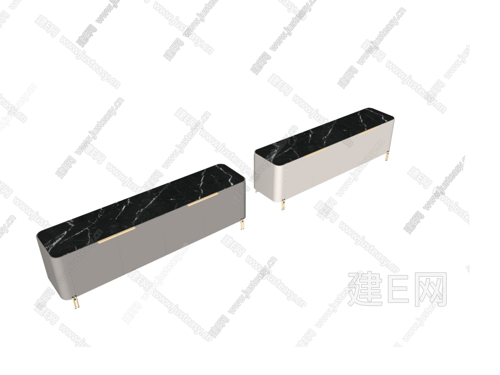 现代电视柜模型SU模型下载[ID:104876350]_建E室内设计网