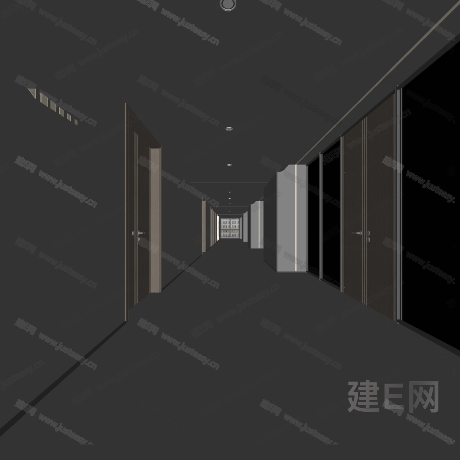 现代办公室过道模型SU模型下载[ID:105728507]_建e网su模型