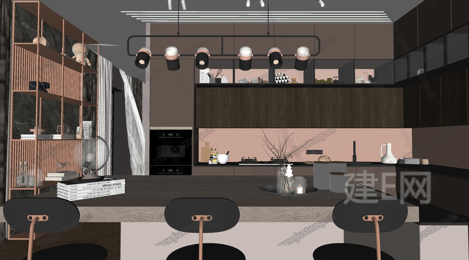 现代餐厅模型SU模型下载[ID:106056156]_建e网su模型