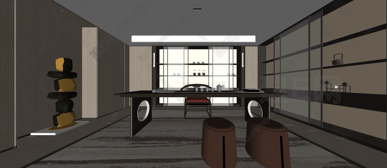 现代轻奢茶室模型SU模型下载[ID:107301206]_建e网su模型