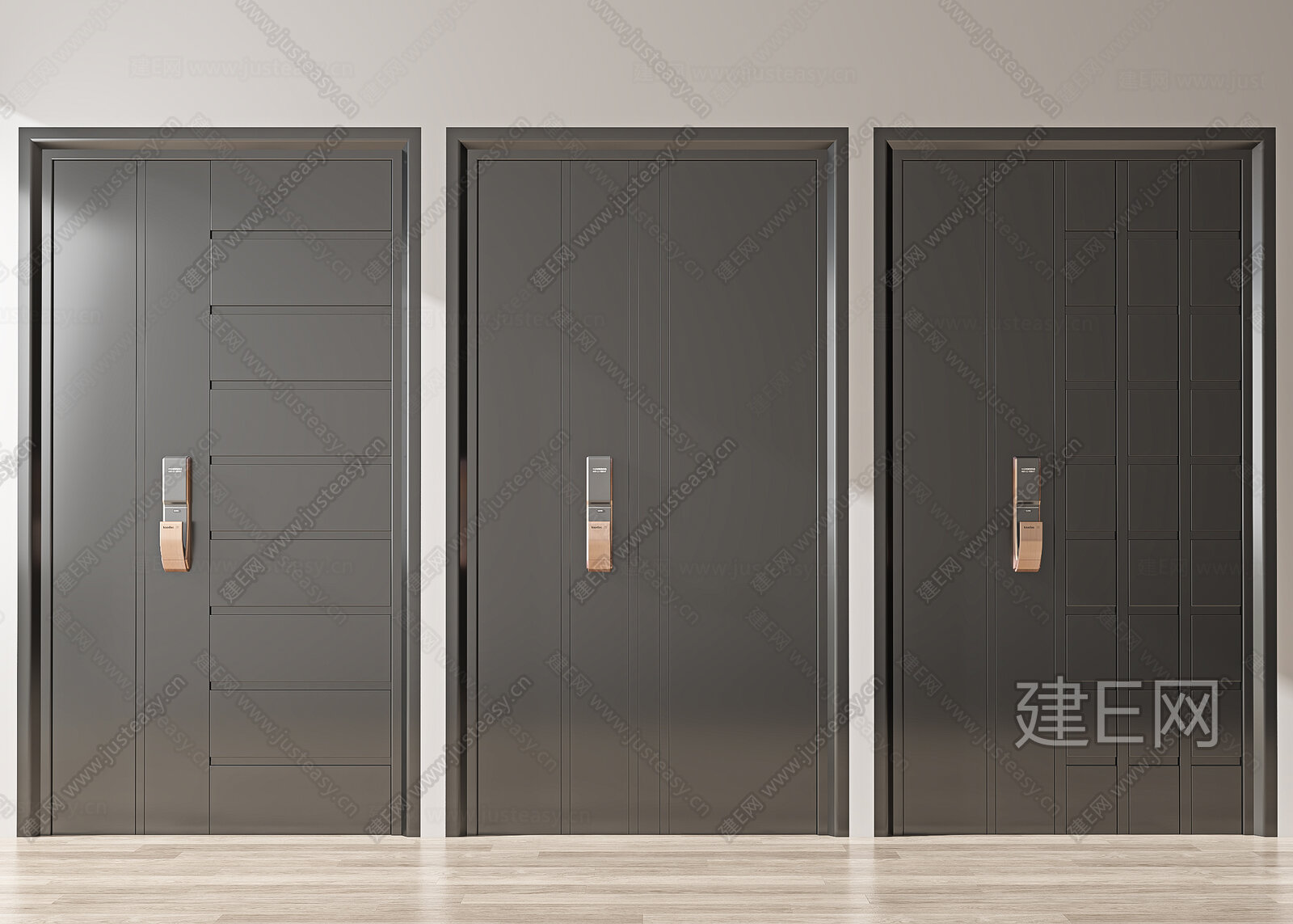 现代子母门模型SU模型下载[ID:107825450]_建E室内设计网