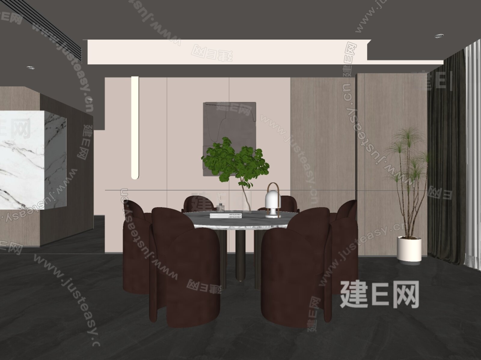 现代餐厅模型SU模型下载[ID:107366864]_建e网su模型