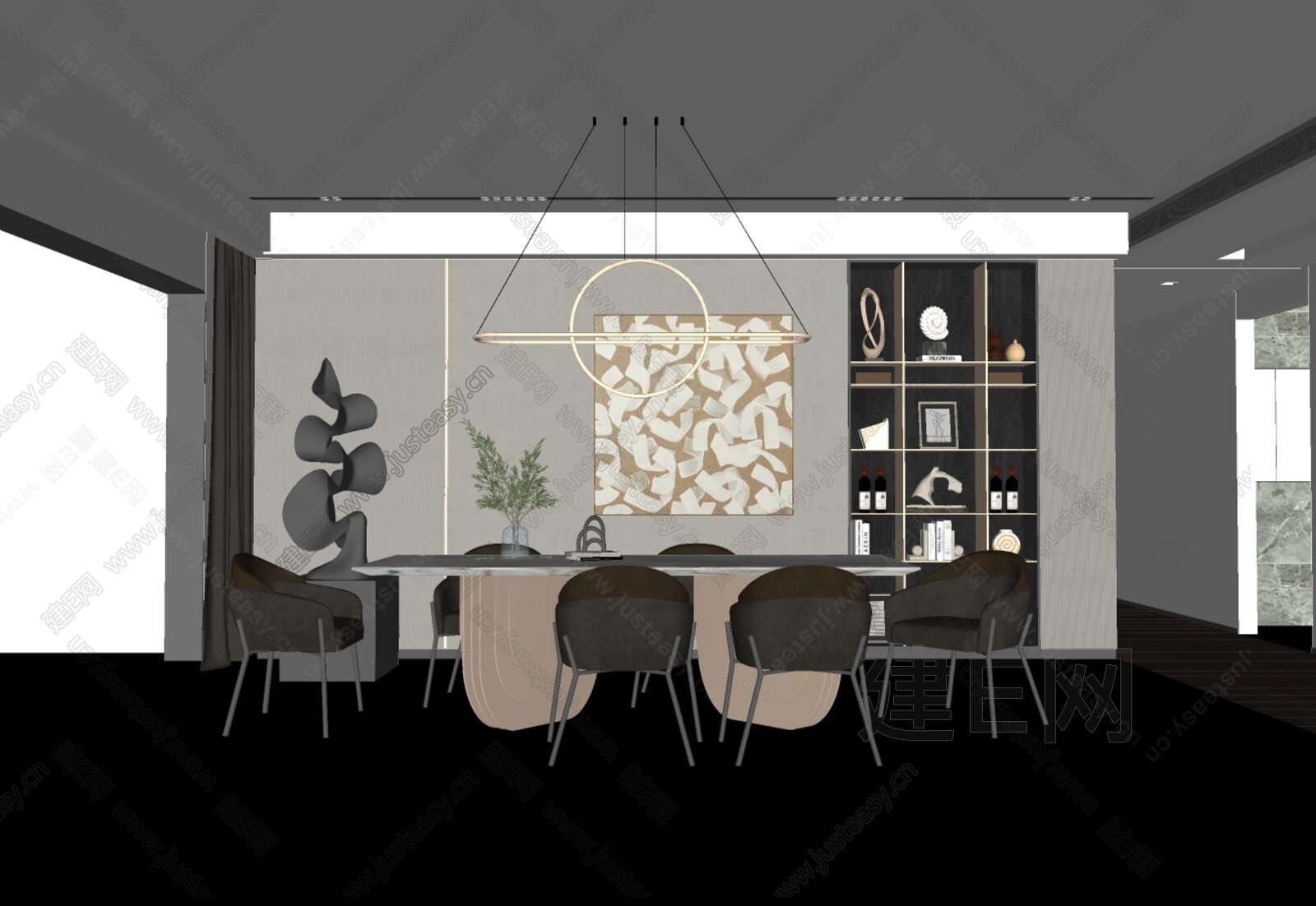 现代餐厅模型SU模型下载[ID:107104672]_建e网su模型