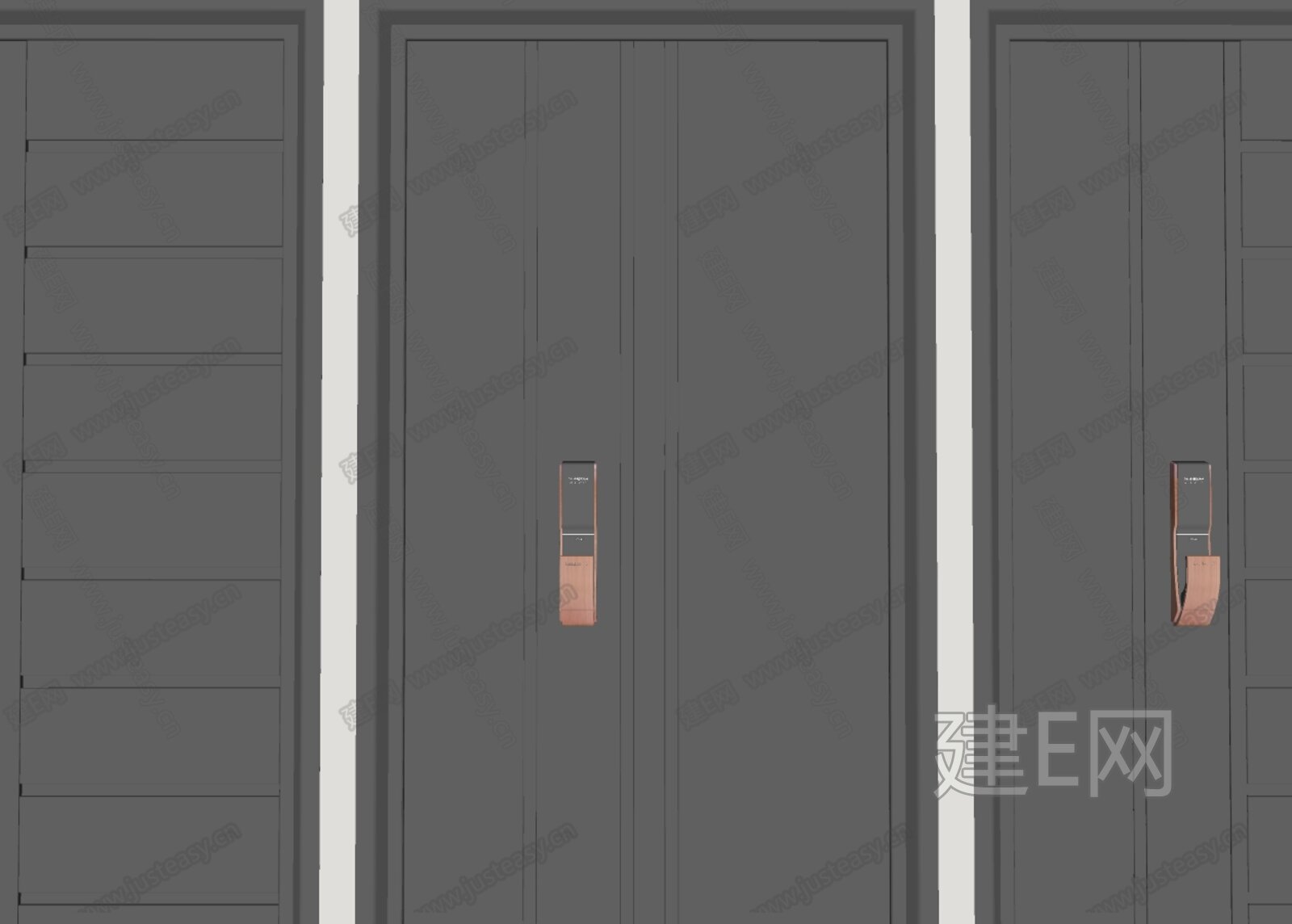 现代子母门模型SU模型下载[ID:107825450]_建E室内设计网