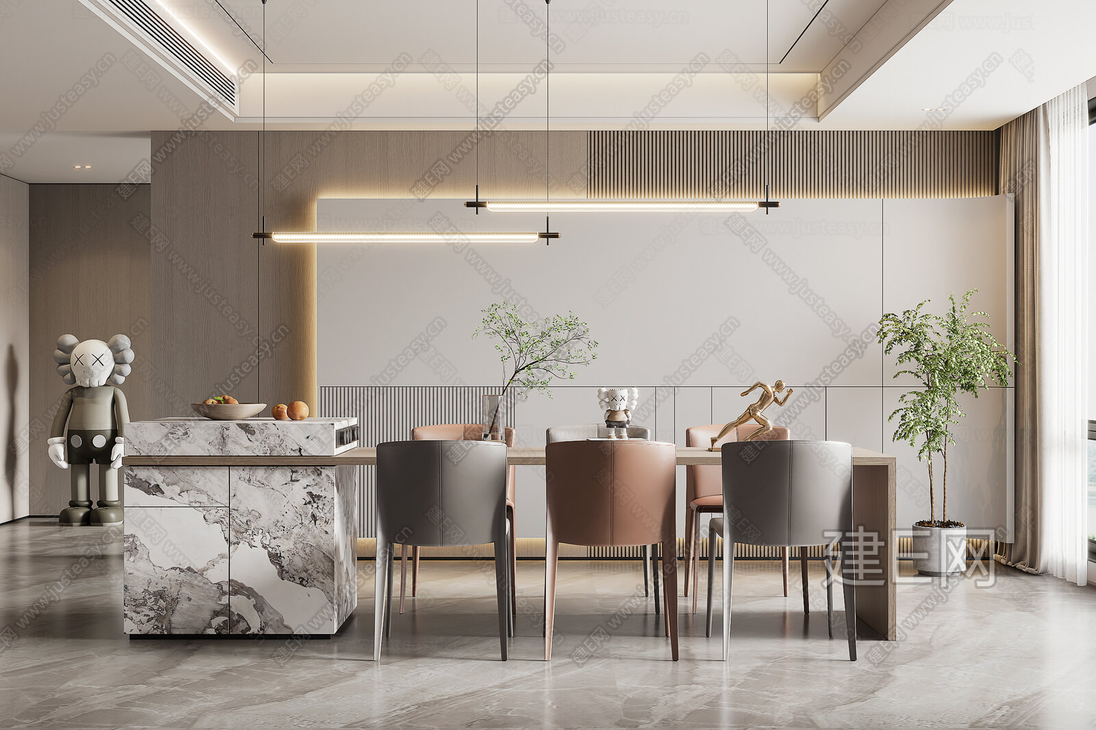 现代餐厅模型SU模型下载[ID:110250380]_建e网su模型