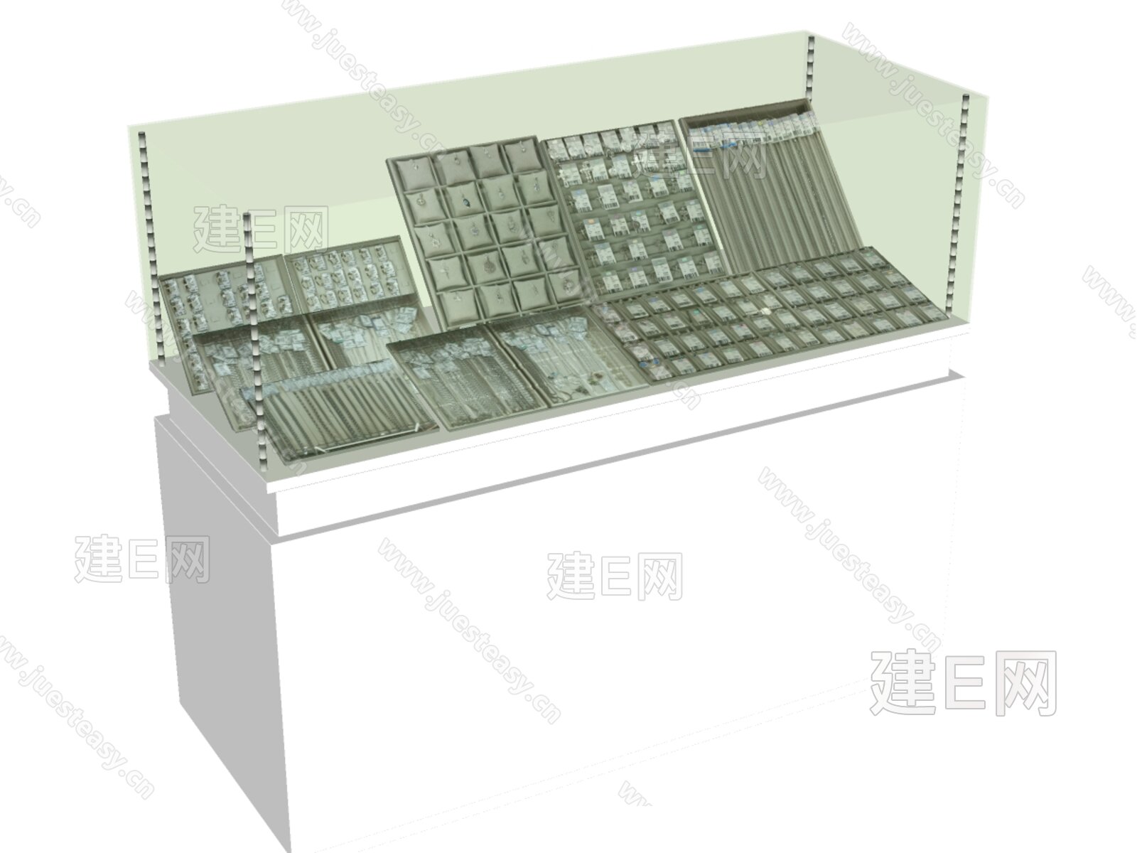 现代珠宝展示柜模型SU模型下载[ID:108480923]_建E室内设计网