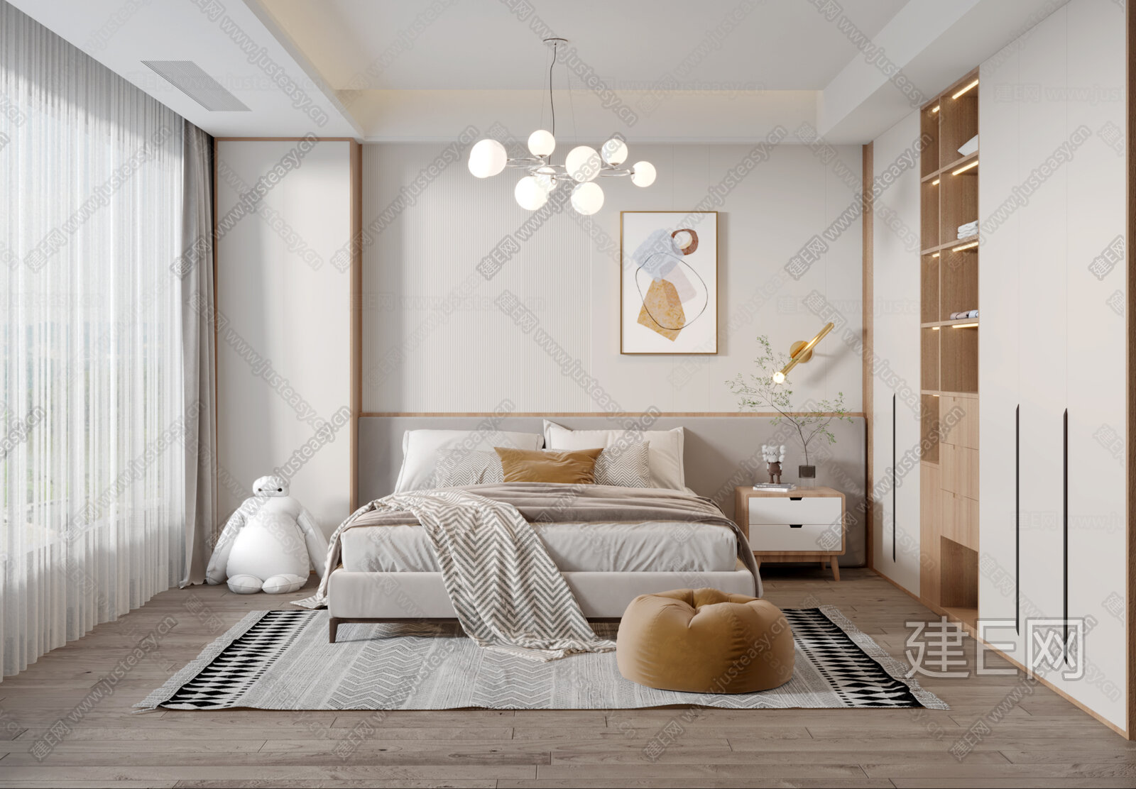 北欧卧室模型SU模型下载[ID:116214226]_建E室内设计网